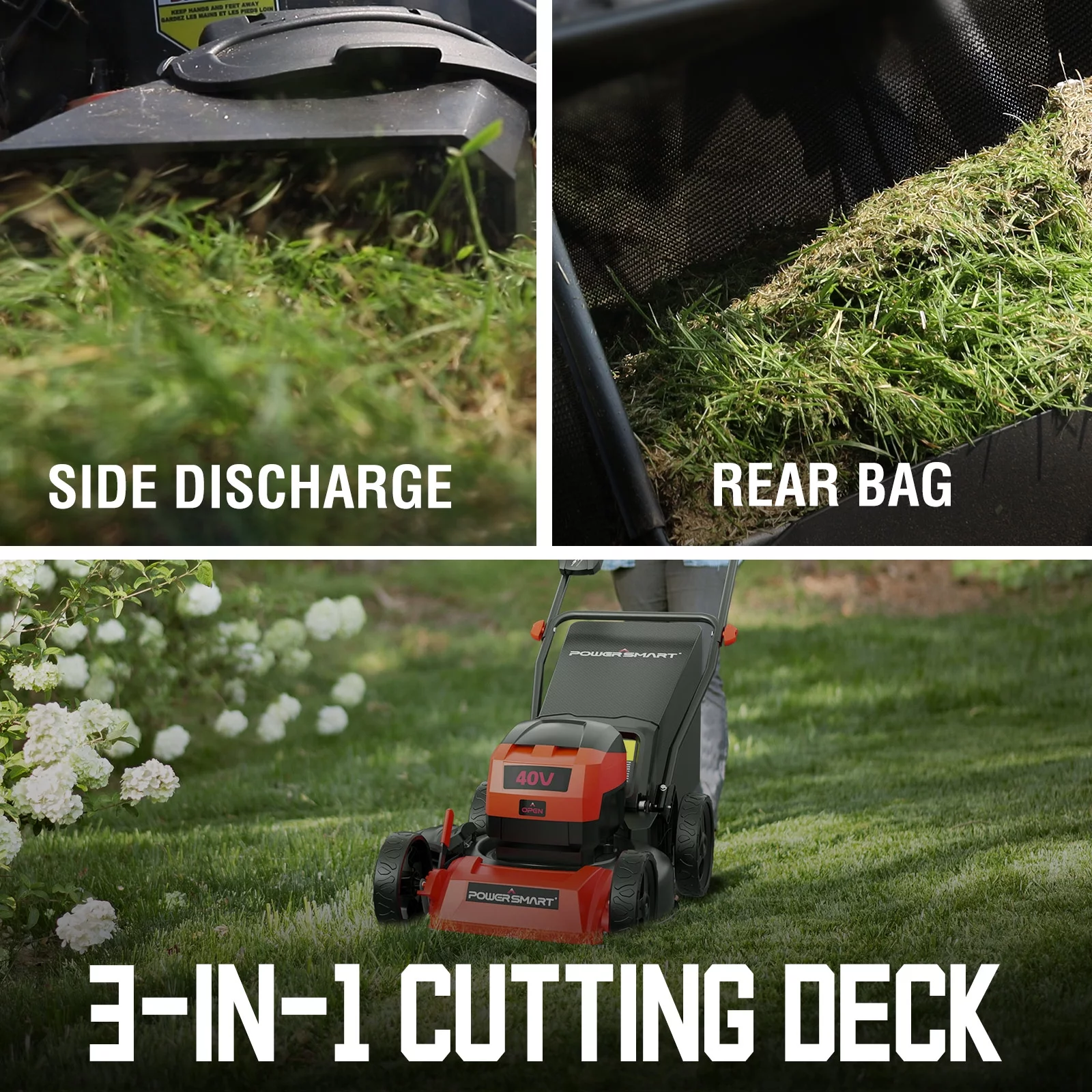 PowerSmart 40V 17-inch Cordless Brushless Electric Push Lawn Mower W/4.0Ah Battery and Charger