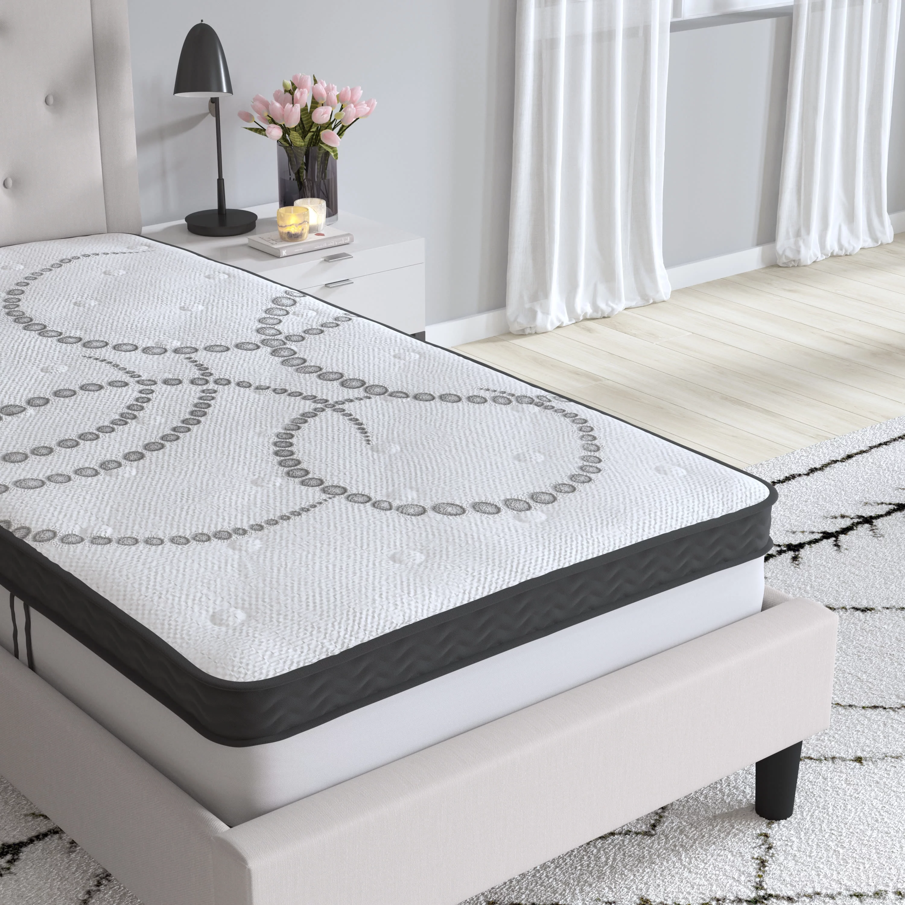Merrick Lane 10" Hybrid Mattress Pocket Spring and Memory Foam, Twin
