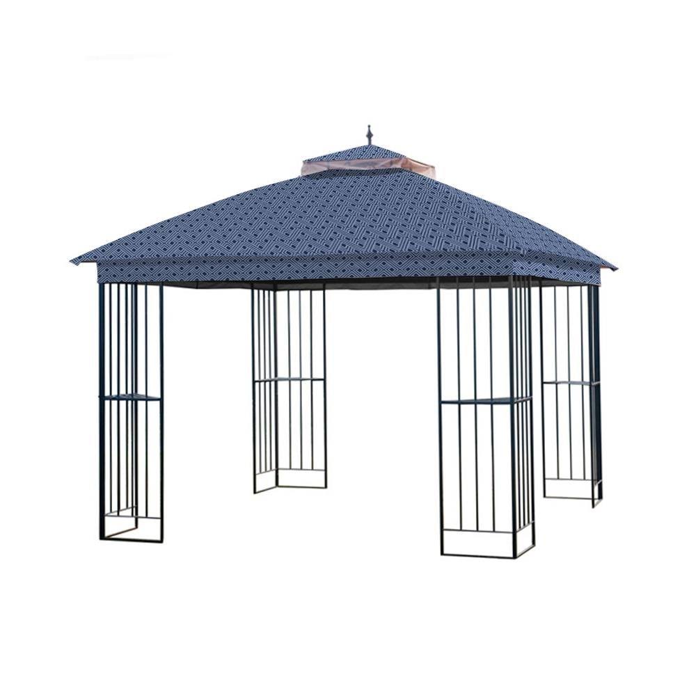Garden Winds Replacement Canopy for Garden Treasures Steel Gazebo Standard 350 Midnight Trellis Polyester | LCM1309MIDTREL