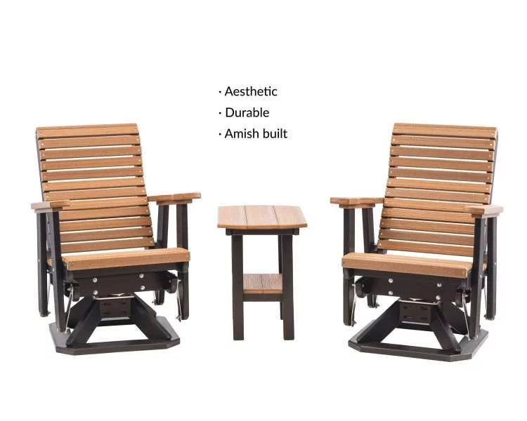Anchor Bay Amish Crafted Poly Outdoor Swivel Glider, Antique Mahogany on Black