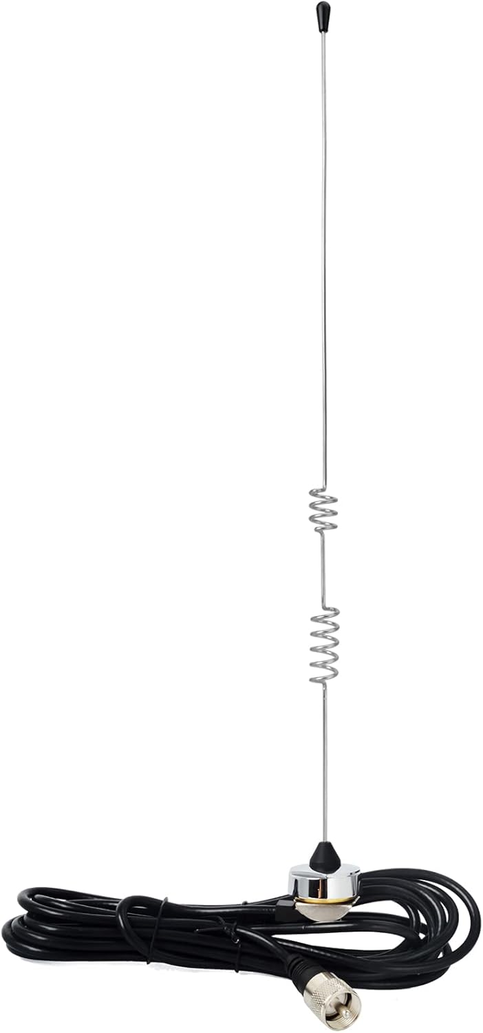 HYS Amateur Dual-Band NMO 17.13 inch Antenna VHF 144Mhz & UHF 430MHz for 2 Meter 70 Centimeters Mobile Radios w/ 13ft RG-58 Coax Cable PL-259 UHF Male Mount
