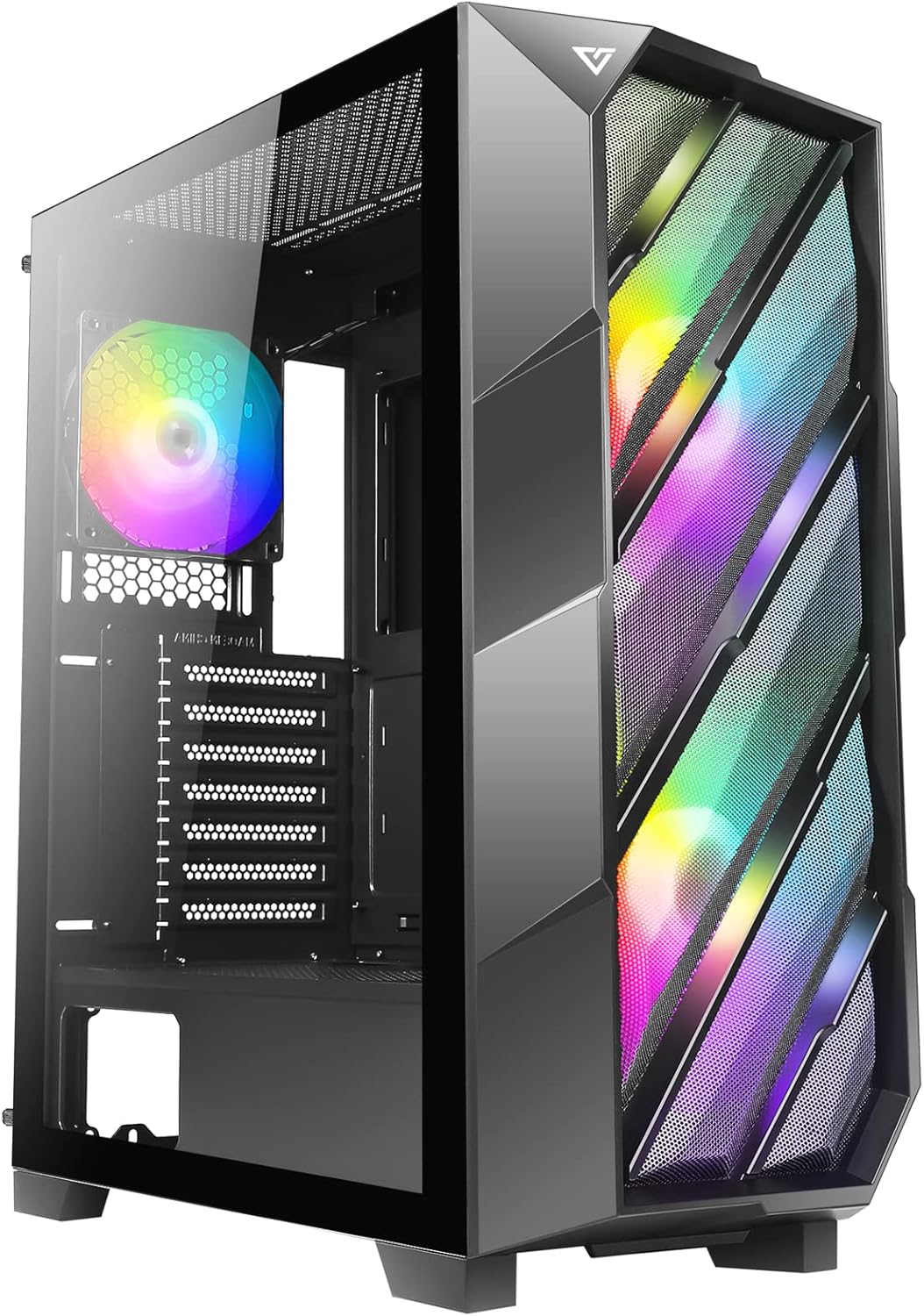 Antec NX410 ATX Mid-Tower Case, Tempered Glass Side Panel, Full Side View, Pre-Installed 2 x 140mm in Front & 1 x 120 mm RGB Fans in Rear(White) (9734088000)