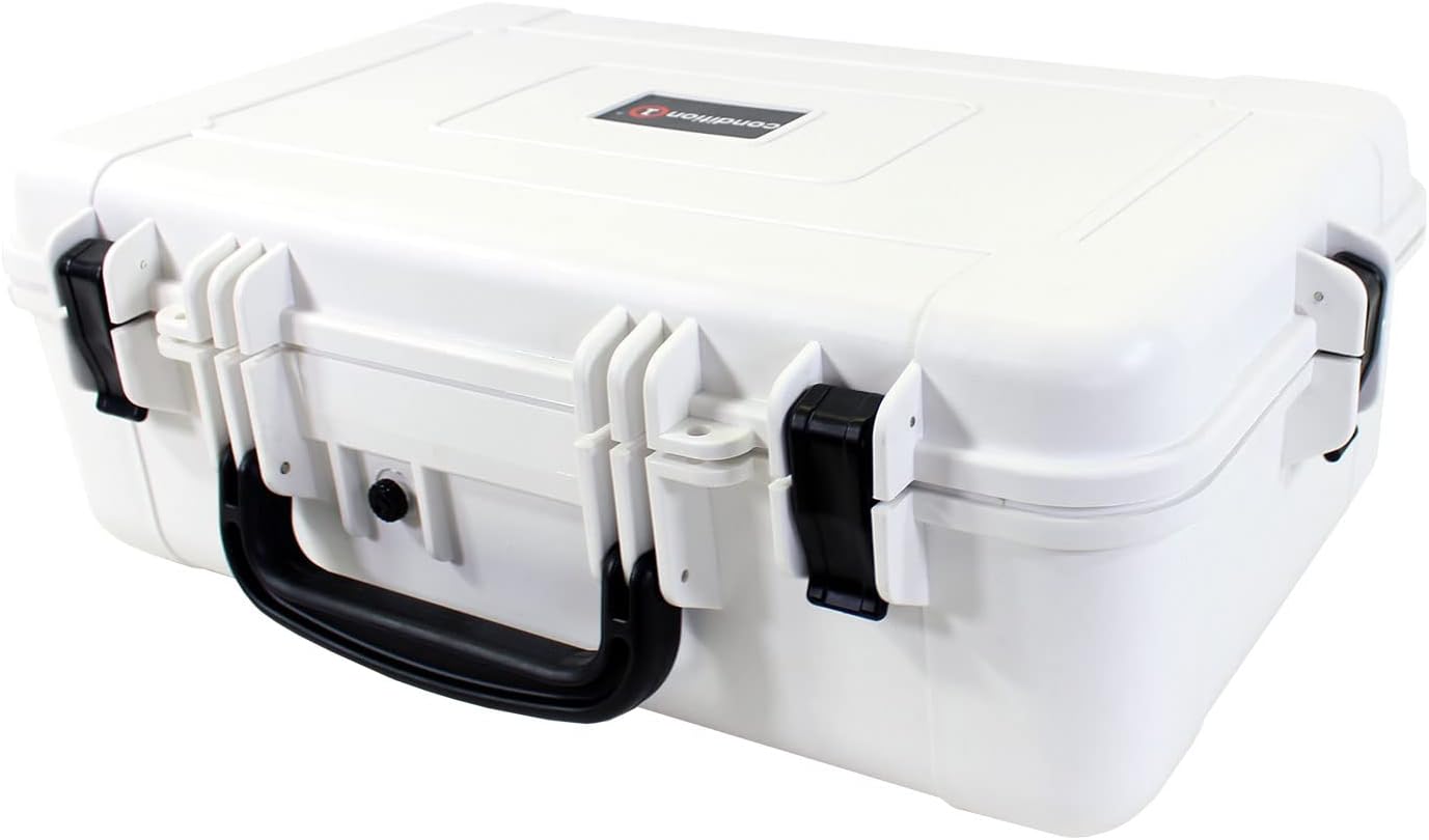 Condition 1 Waterproof Hard Case with Foam, White - 22.64" x 14.75" x 7.73" - Watertight Dustproof and Shockproof TSA Approved Portable Trunk Carrier - Great for DSLR Camera Equipment, Tools and More