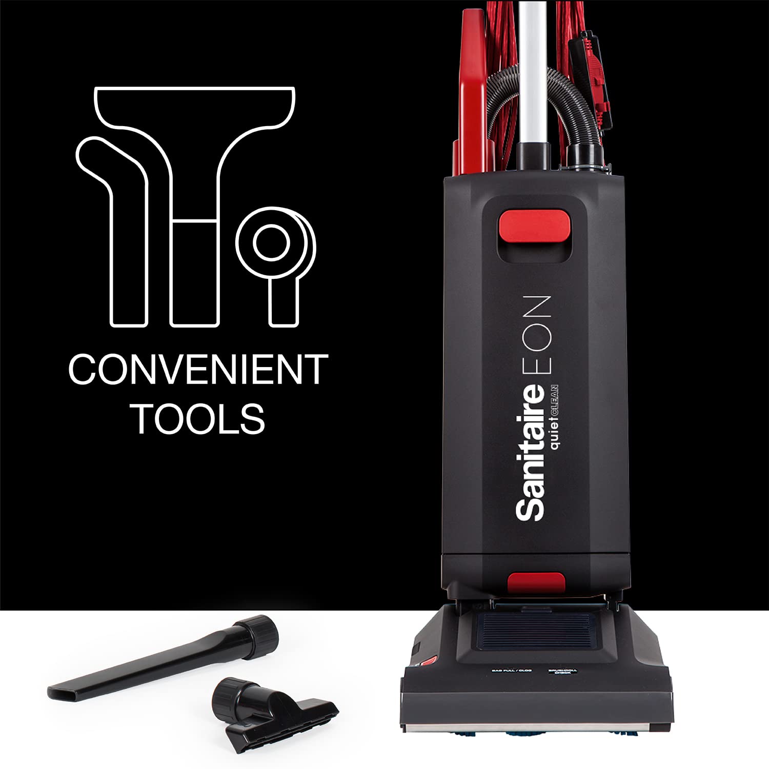 Sanitaire EON QuietClean Commercial Upright Vacuum, SC5500B, Black/Red