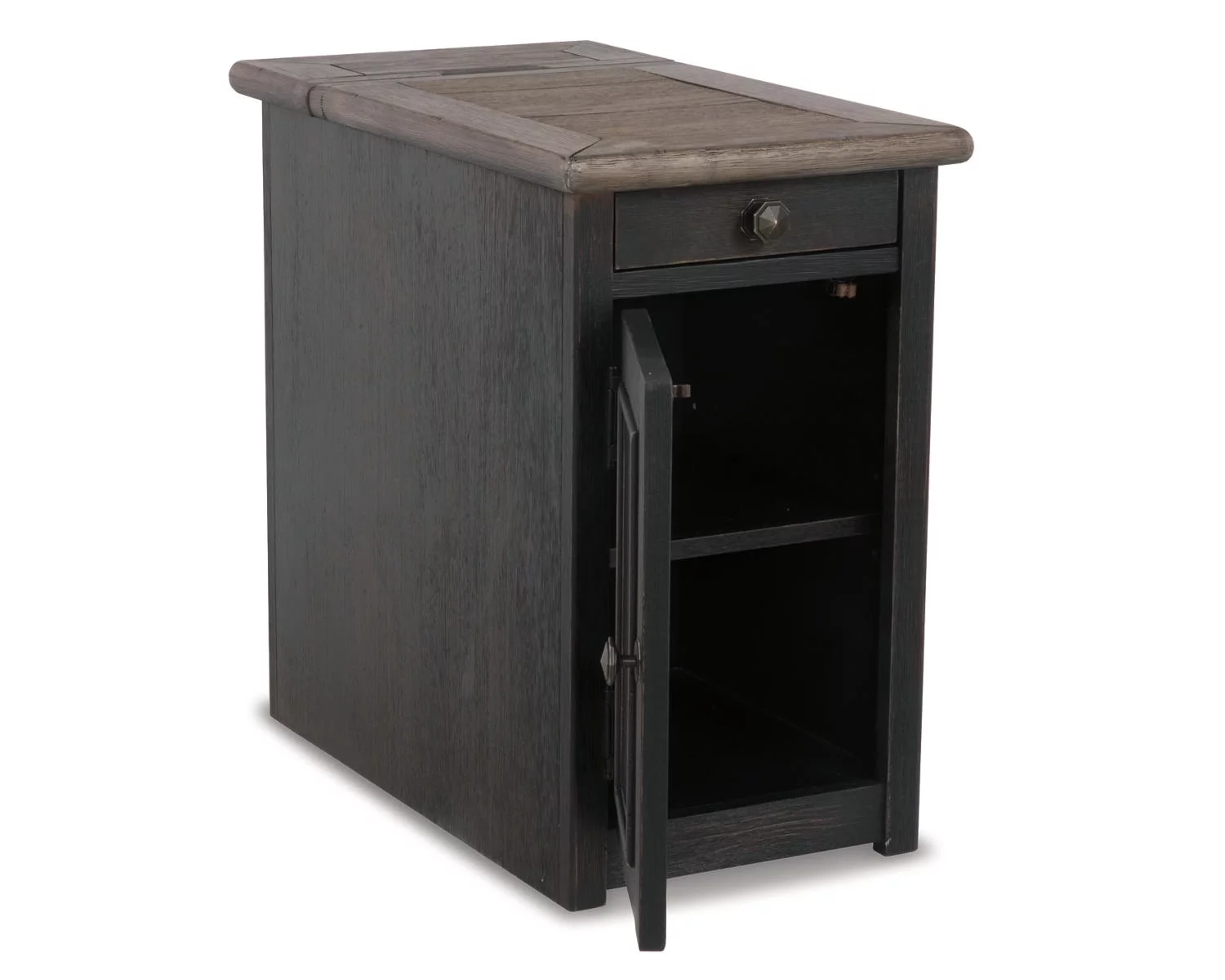 Signature Design by Ashley Casual Tyler Creek Chairside End Table with USB Ports & Outlets  Grayish Brown/Black