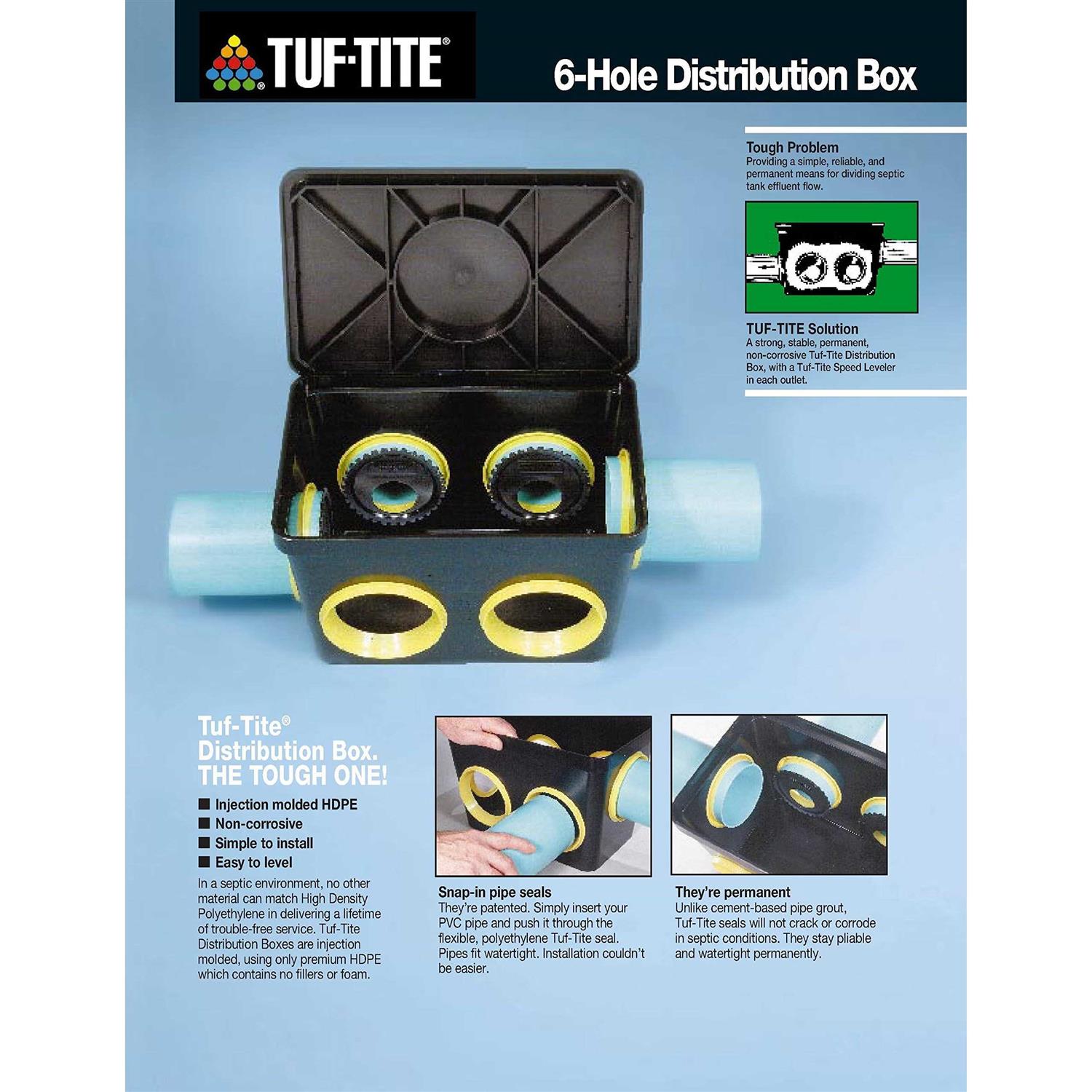 Tuf-Tite 6 Hole Drain Distribution Box with Lid and Seals - Shop Hardware Tools Online Store