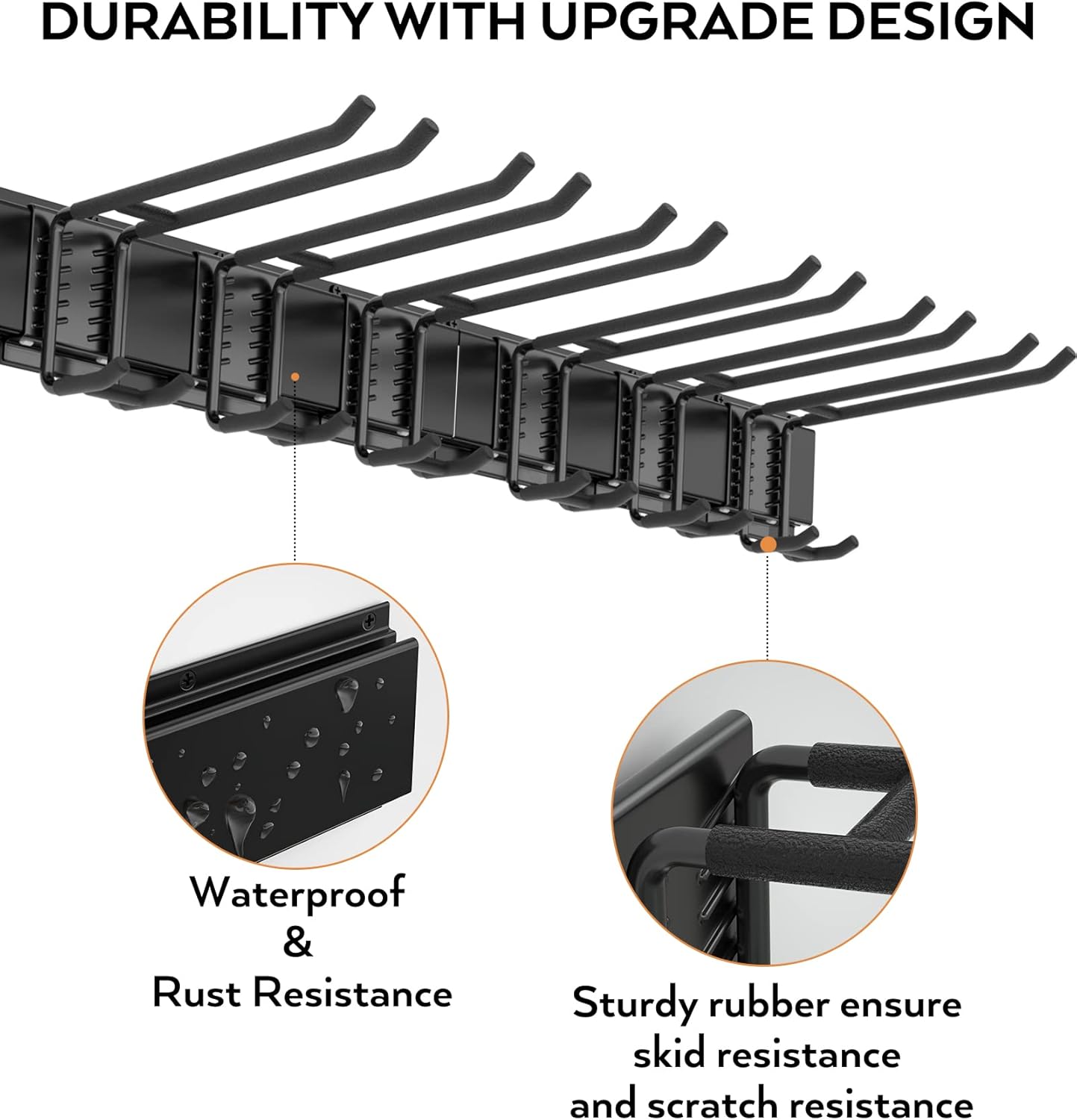 INCLY Garage Storage, Wall Mounted Garden tool Organizer Systems, 48 Inch Heavy Duty Tool Storage Rack for Garage Wall with 6 Adjustable Hooks and 3 Rails Pack of 2