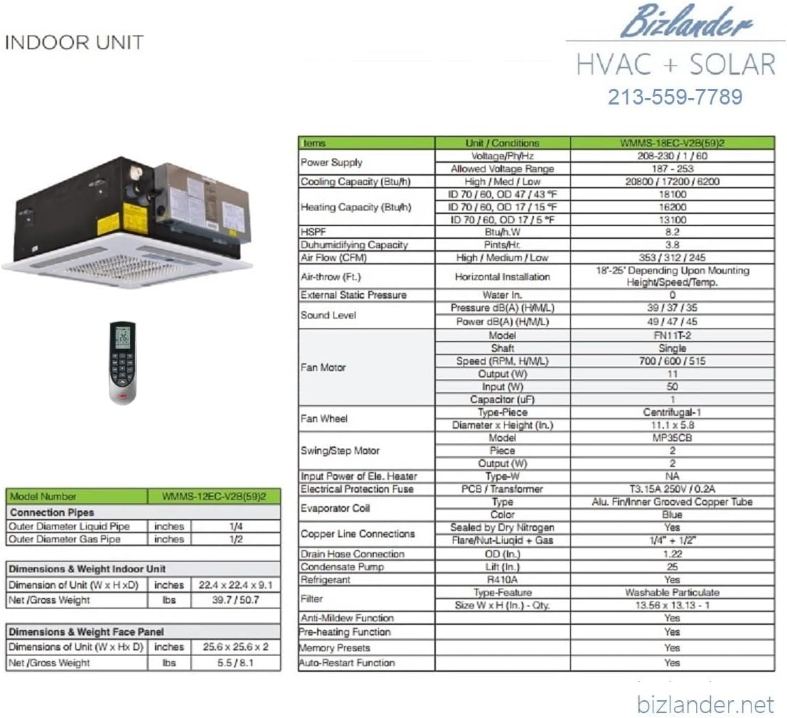 Two Zone - 30000 BTU (12K +18K) Ceiling Mounted Ductless Mini Split Air Conditioner with Heat Pump for Office shops restaurant