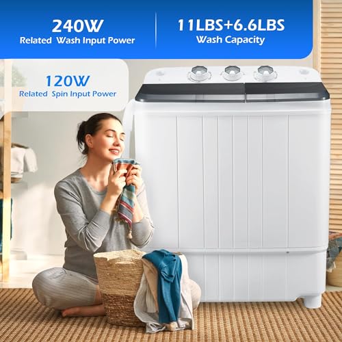 Portable washers Compact Washing Machine and Spinner Twin Tub Washer and Dryers for Home Apartment Dorms
