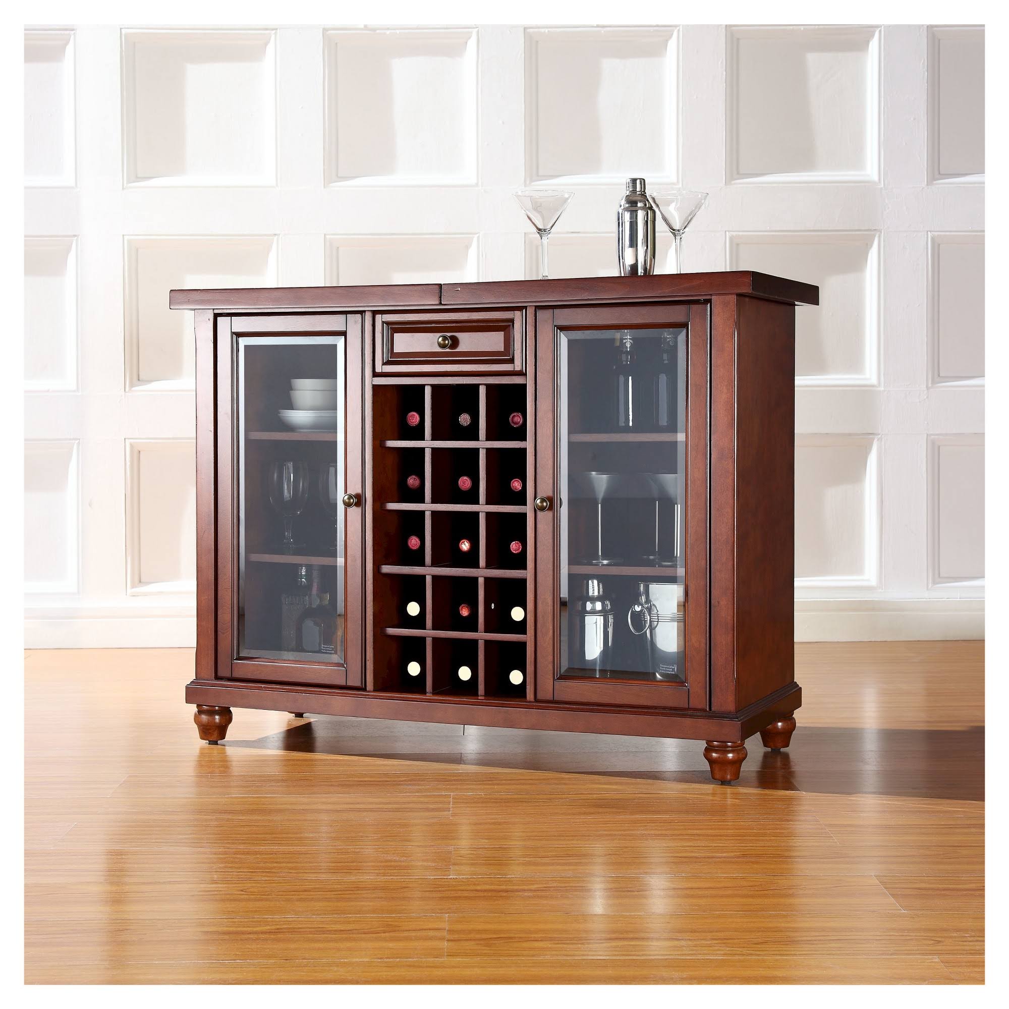 Crosley Cambridge Sliding Top Bar Cabinet Vintage Mahogany