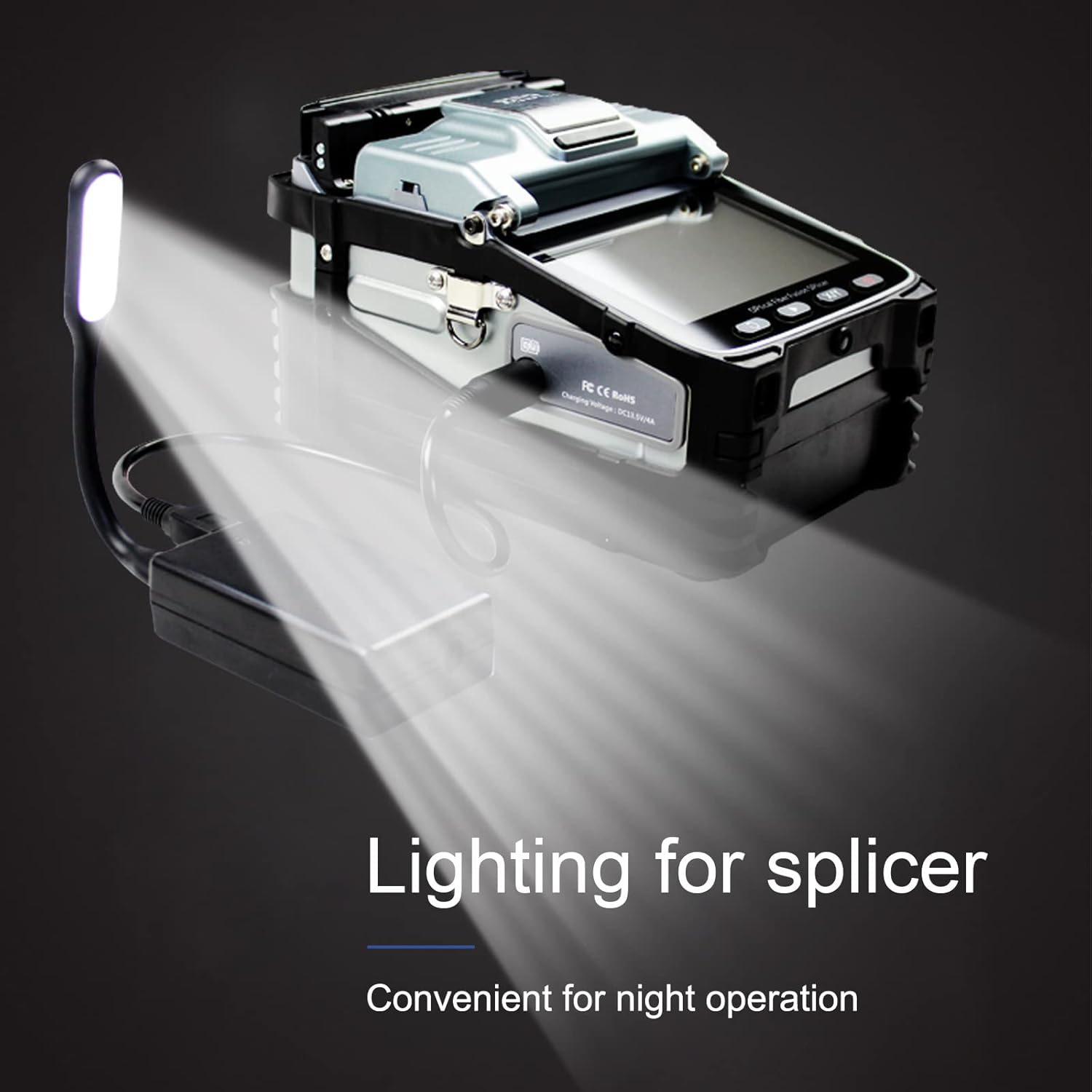 Optical Fiber Cleaver Kit, Optical Fiber Fusion Splicer, Splicing Heating Machine, Automatic Splicing Time Melting Toolbox Kit W/App Control & Red Light Detection, Splicing 5S Heating15S