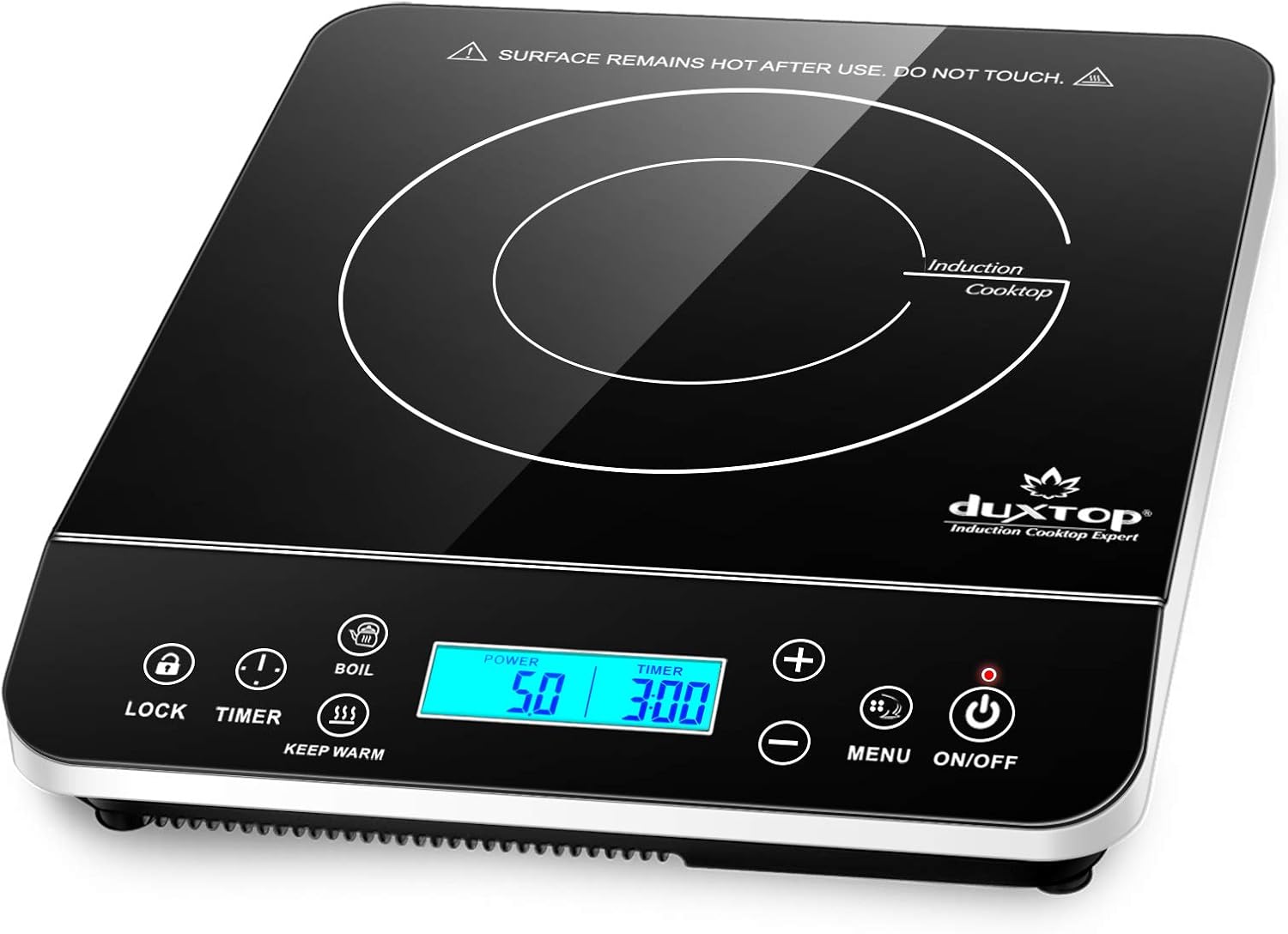 Duxtop Portable Induction Cooktop, Silver 9600LS/BT-200DZ & Duxtop Whole-Clad Tri-Ply Stainless Steel Stir-Fry Pan Kitchen Induction Cookware 8 Inches