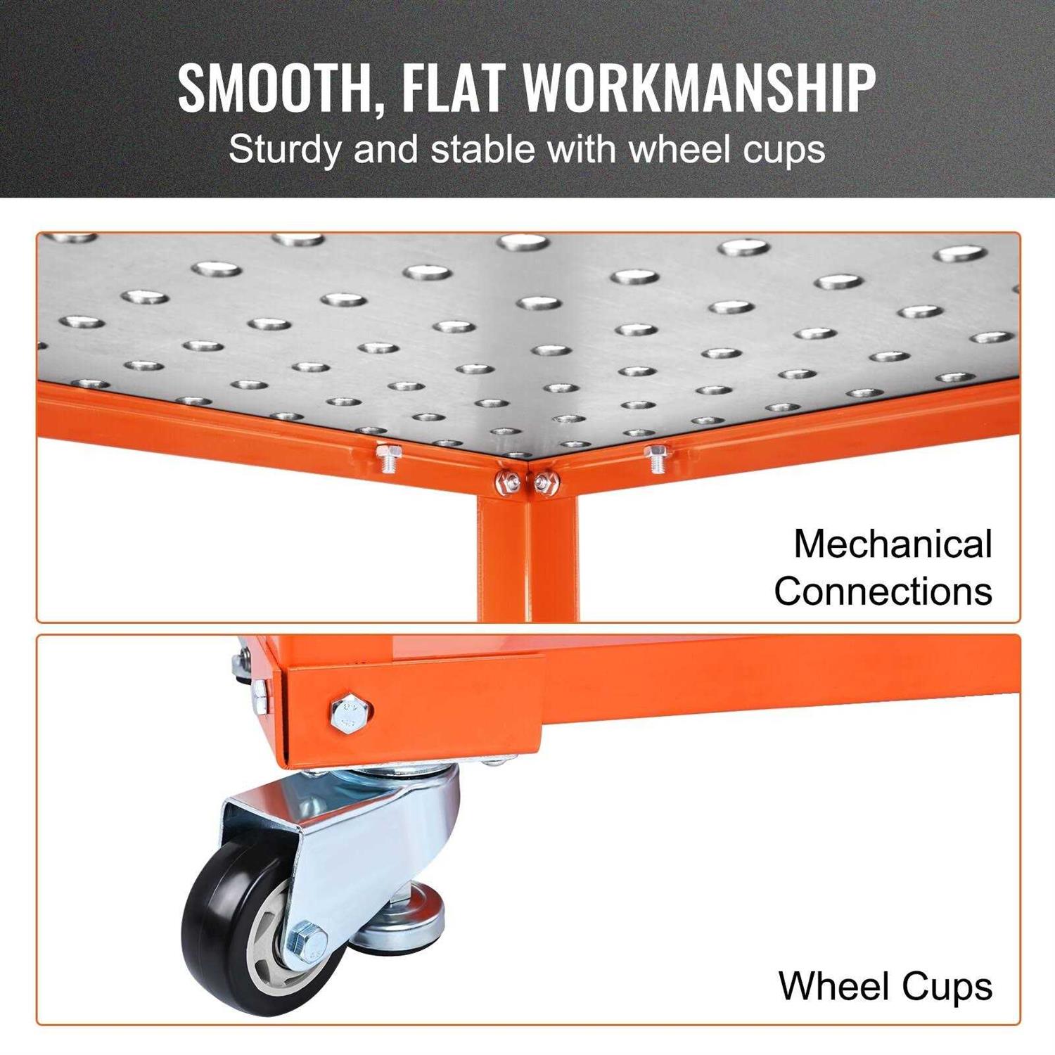 VEVOR Welding Table 36'' x 24'' 600lbs Load Capacity Steel Welding Workbench Table on Wheels - Shop Hardware Tools Online Store