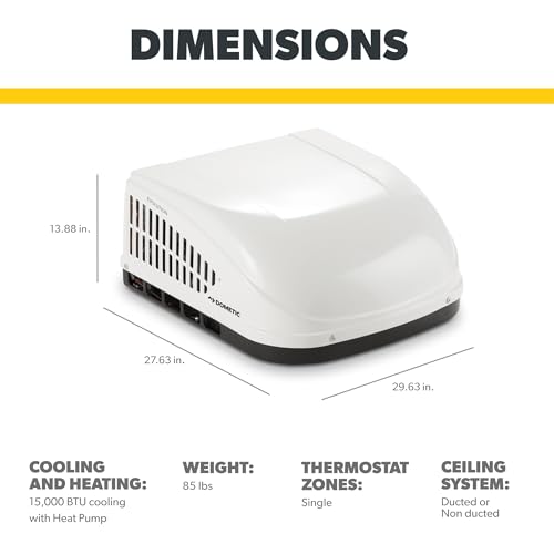 Dometic Brisk II Evolution Air Conditioner with Heat Pump - 15K BTU, Standard Profile Rooftop Heat Pump, Ducted or Non-Ducted Application
