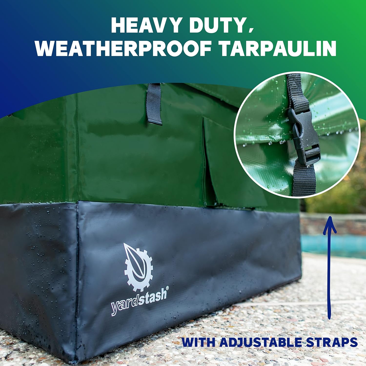 YardStash Outdoor Storage Box (Waterproof) - Heavy Duty, Portable, All Weather Tarpaulin Deck Box - Protects from Rain, Wind, Sun & Snow - Perfect for the Boat, Yard, Patio, or Camping – XL Green