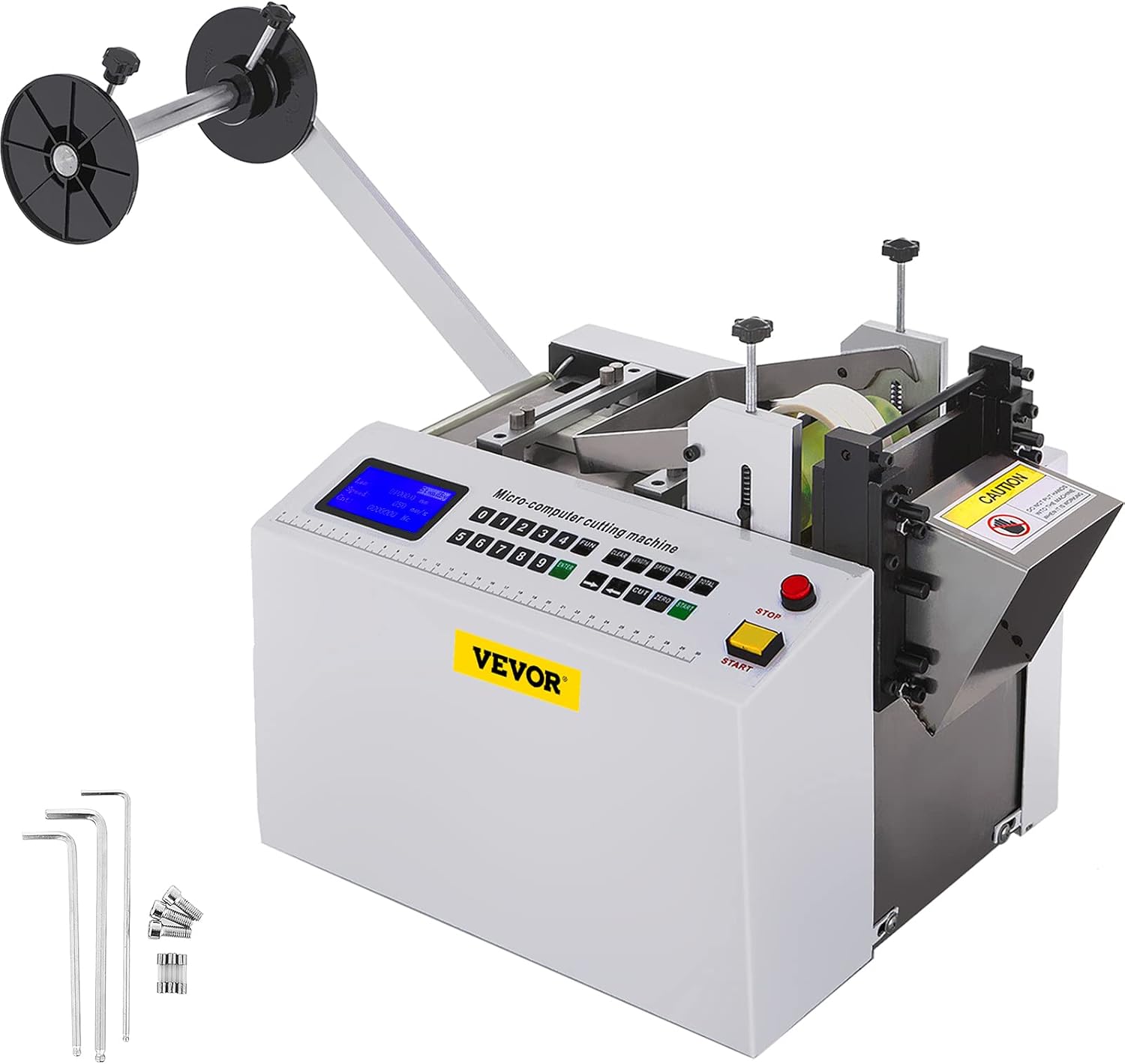 Mophorn Automatic Heat-Shrink Tube Cutting Machine 250W YS100 Tube Cable Pipe Cutter Precise Efficient Tube Cable Pipe Cutter Cutting Machine for Sleeve, Rubber/Plastic Tube, Small Wire, Sheet, Film