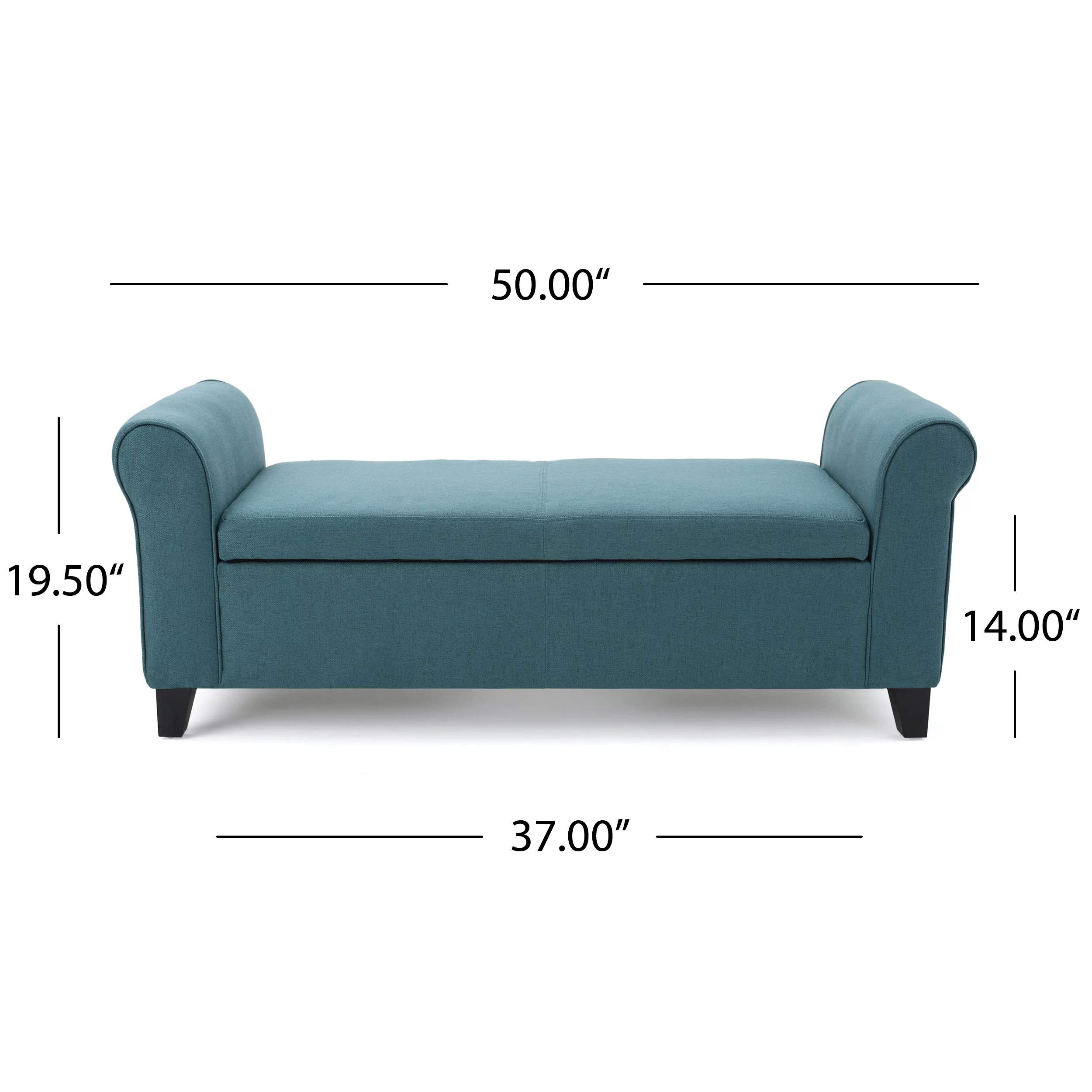 Noble House Haynes Upholstered Storage Ottoman, Dark Teal