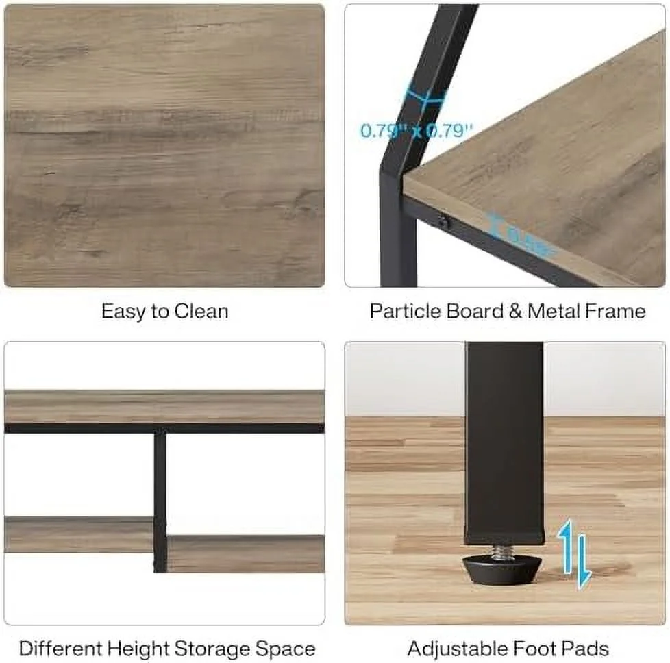 MQLIFEBOOM 70.9 Inch Extra Long Console Table  Industrial Narrow Sofa Table with  Shelves  4 Tier Entryway Table Behind Couch for Hallway Foyer Living Room (Grey) - Curated Treasures Market