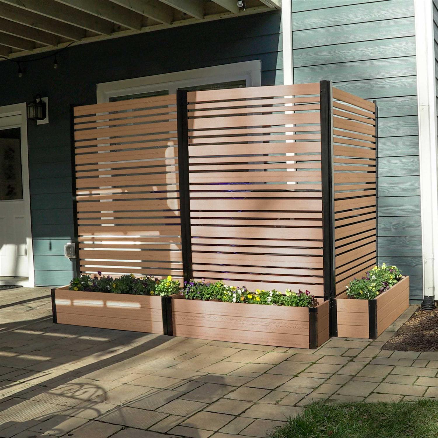 Enclo Privacy Screens 6ft Florence Freestanding WoodTek Vinyl Outdoor Privacy Screen and Planter Box Kit - Shop Hardware Tools Online Store