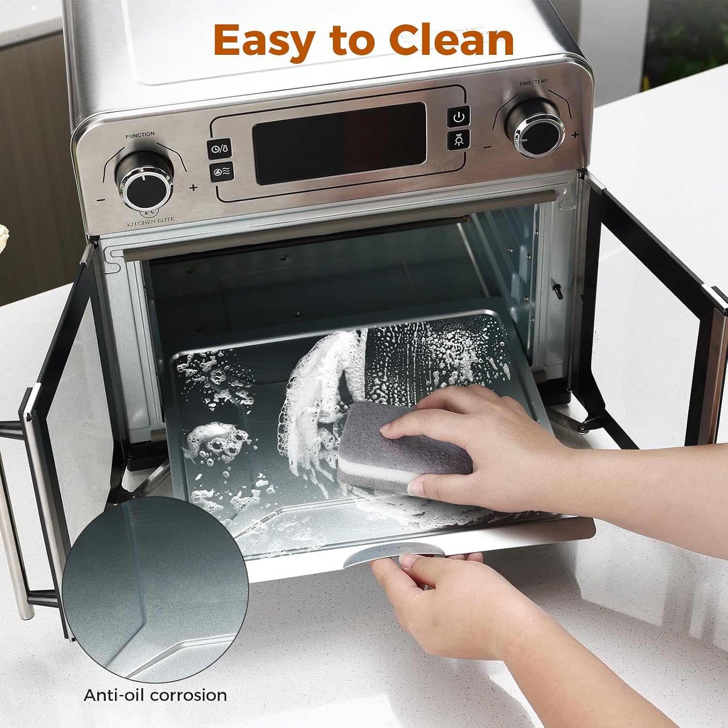 Toaster Oven Air Fryer Combo,10-in-1,10 Touch Screen Presets,25QT Large Countertop Oven,Stainless Steel French Door,5 Accessories Included, Temperature Control