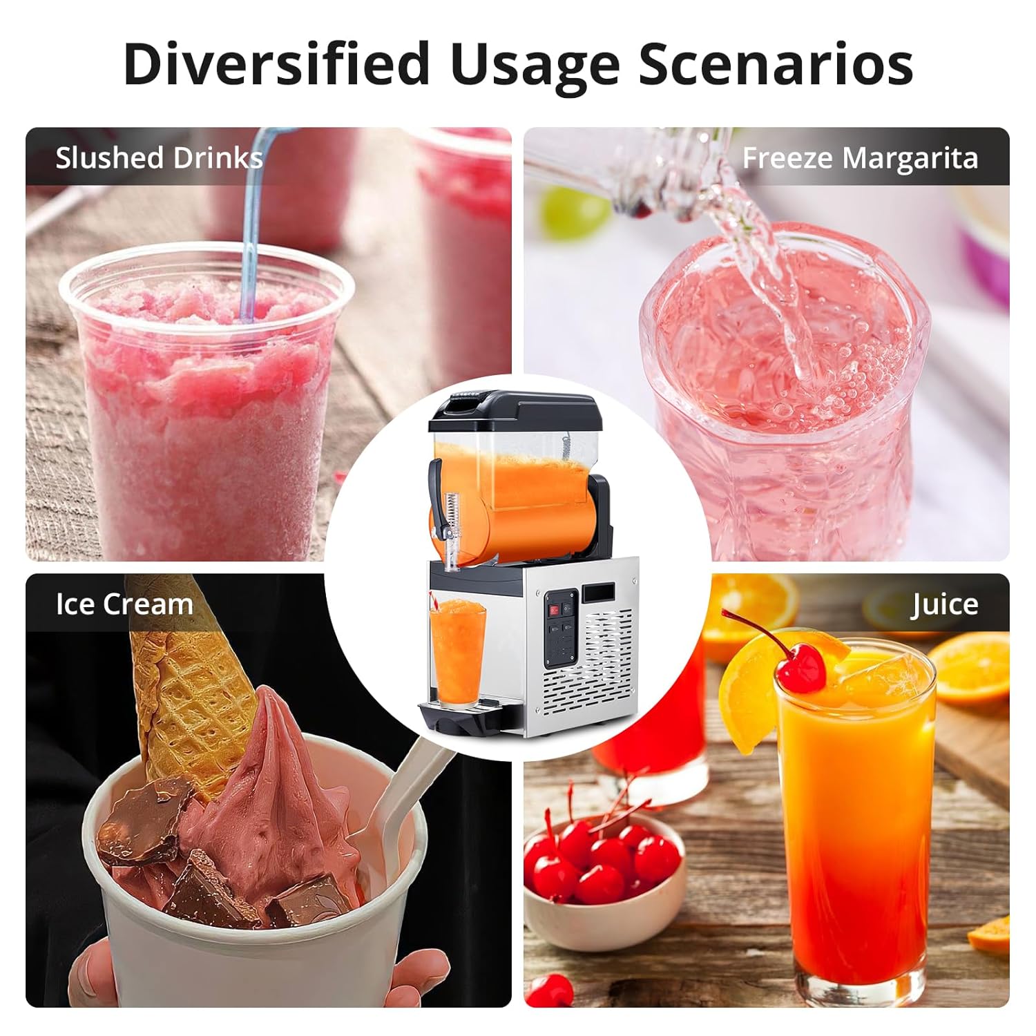 Commercial Slushy Machine, 12L/3.2 Gal Frozen Drink Margarita Machine Smoothie, Self-Cleaning500W Stainless Steel Slushy Machine for Snow Melts, Cocktails, Homes, Coffee Shops, Restaurants