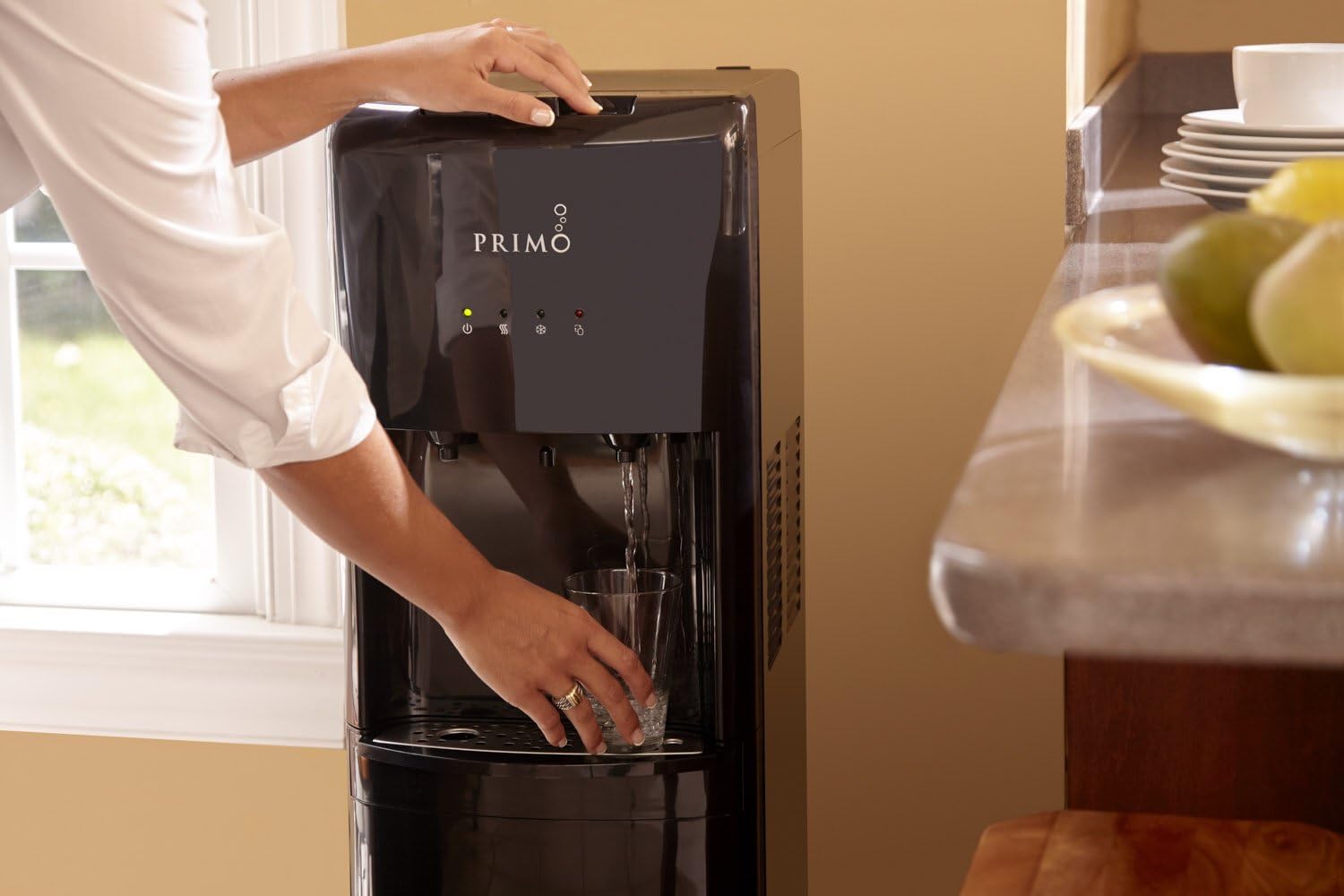 Primo Bottom-Loading Water Dispenser - 2 Temp (Hot-Cold) Water Cooler Water Dispenser for 5 Gallon Bottle w/Child-Resistant Safety Feature, Black