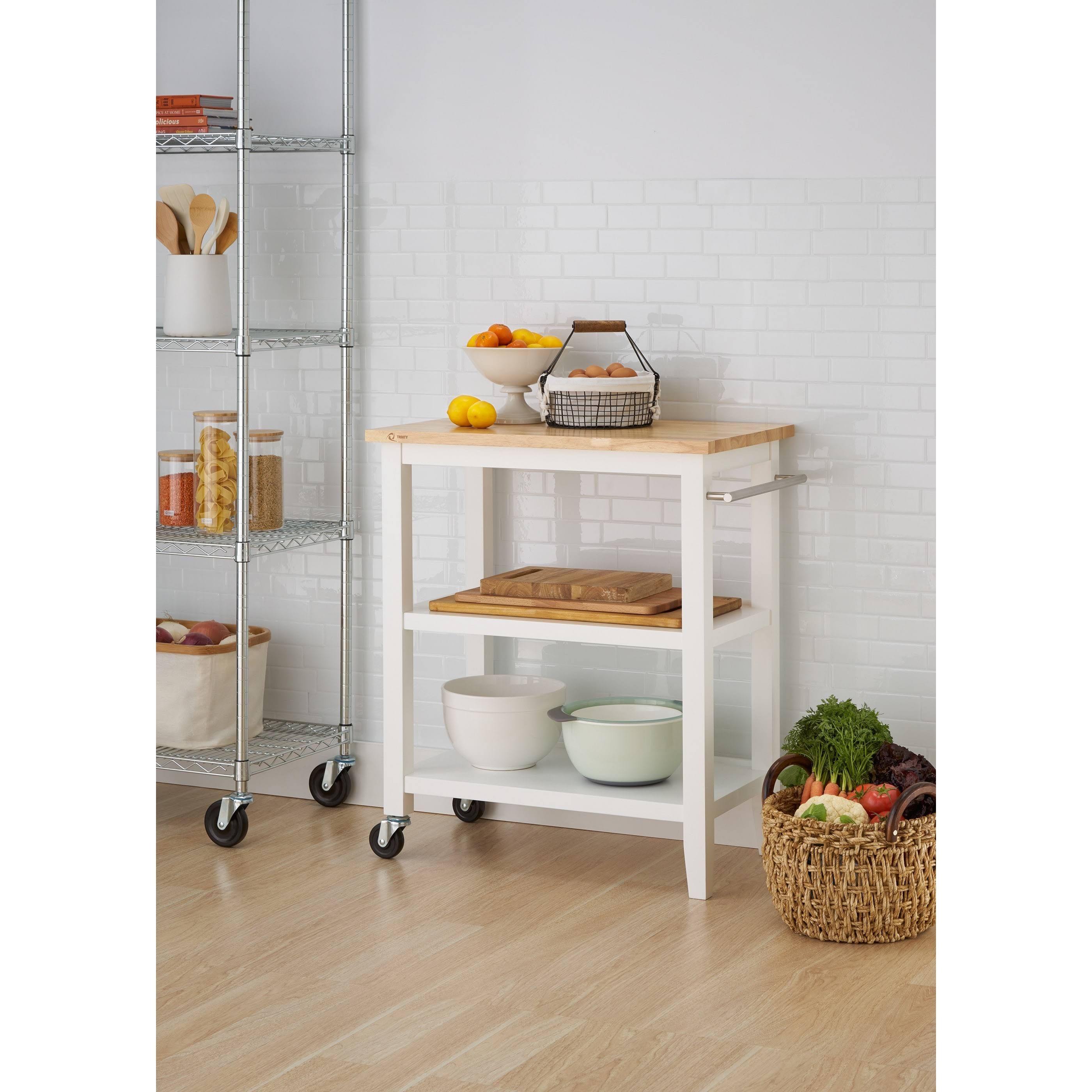 Trinity Wood Kitchen Cart - White
