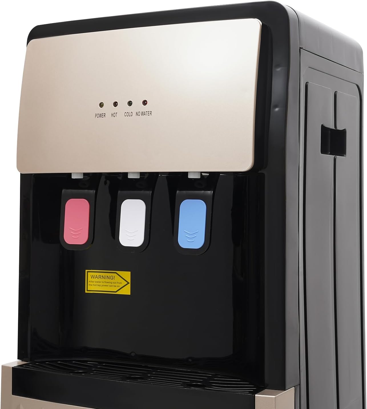 Bottom Loading Water Dispenser Hot and Cold Standing Water Cooler Holds 2 & 5 Gallon Bottles 3 Temperature Spouts for Home Office Champaign Gold