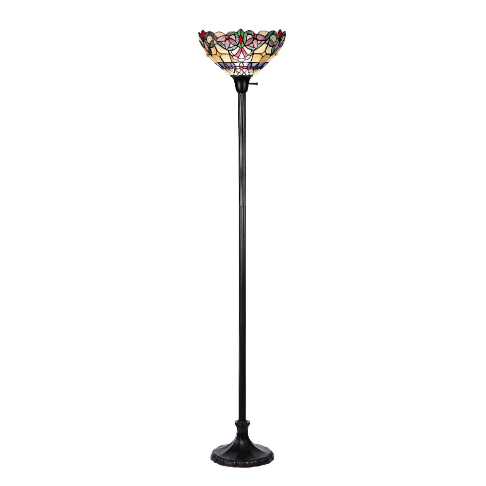 GRENVILLE Tiffany-style 1 Light Victorian Torchiere Floor Lamp 14" Shade
