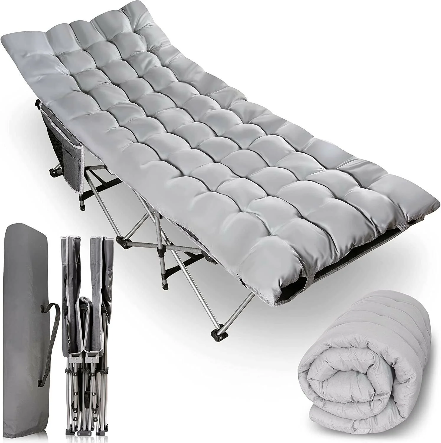 Portable Military Cot Folding AdultCamping Cot Guest Sleeping Bed With Mattress - Curated Treasures Market