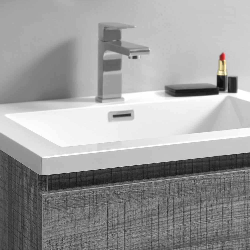 Fresca FCB9324HA-I Lazzaro 24x22 Glossy Ash Gray Free Standing Modern Bathroom Cabinet with Integrated Sink