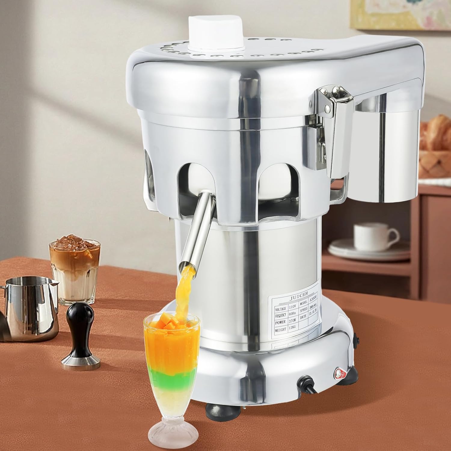 Commercial Juicer Machine 110V 370W Electric Fruit Juicer Machine Stainless Steel Centrifugal Juice Extractor 0-100Kg / Hr Juice Extractor for Nutrient Fruits and Vegetables