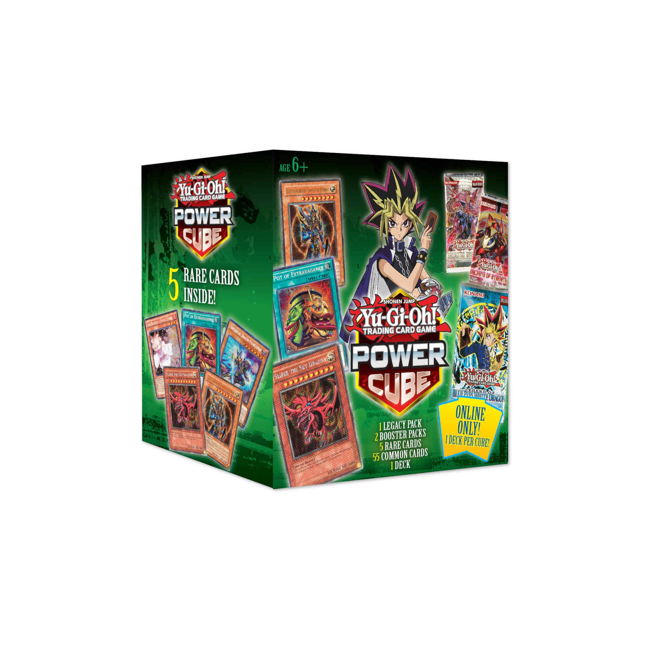 Yugioh Power Cube 3- Online Exclusive- 1 Deck Included | 5 Rare Cards | 2 Booster Packs | Find Blue Eyes White Dragon Booster Pa