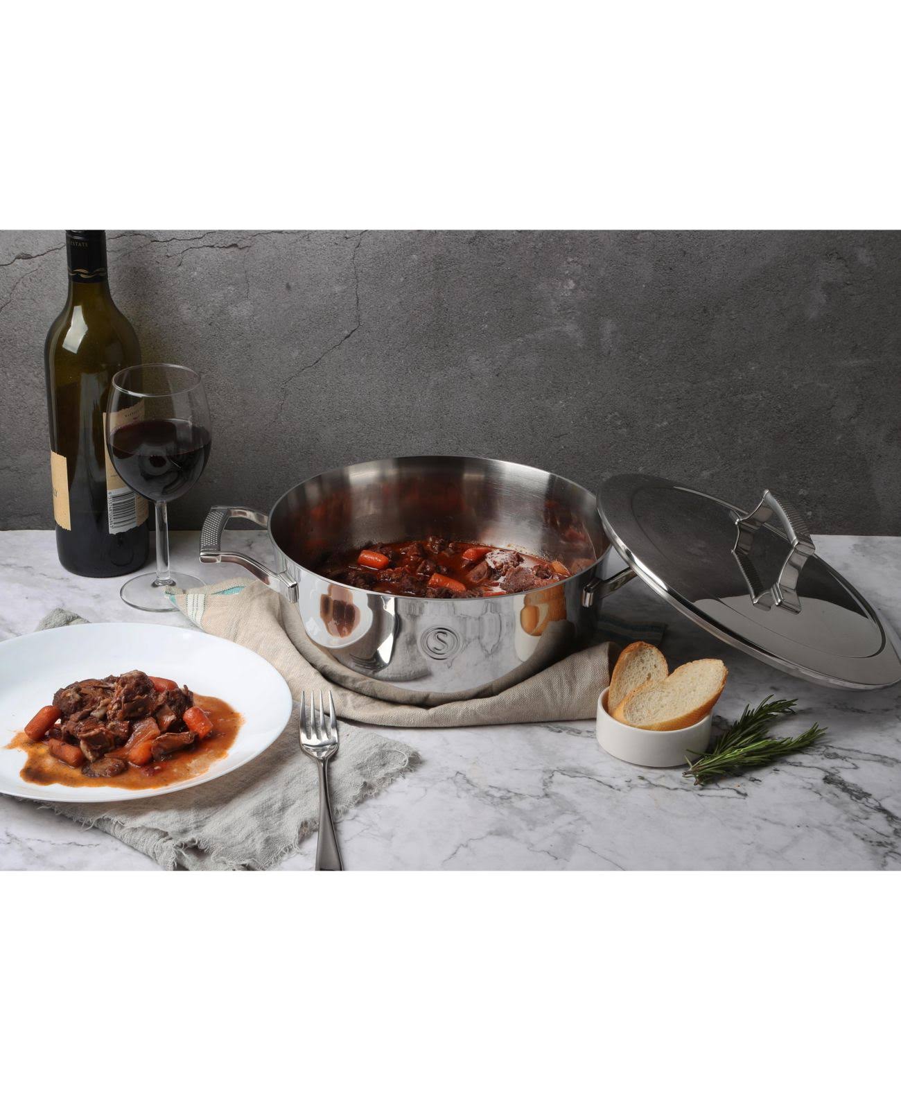 Saveur Selects 4 qt. Tri-Ply Stainless Steel Chef&s Pan with Lid
