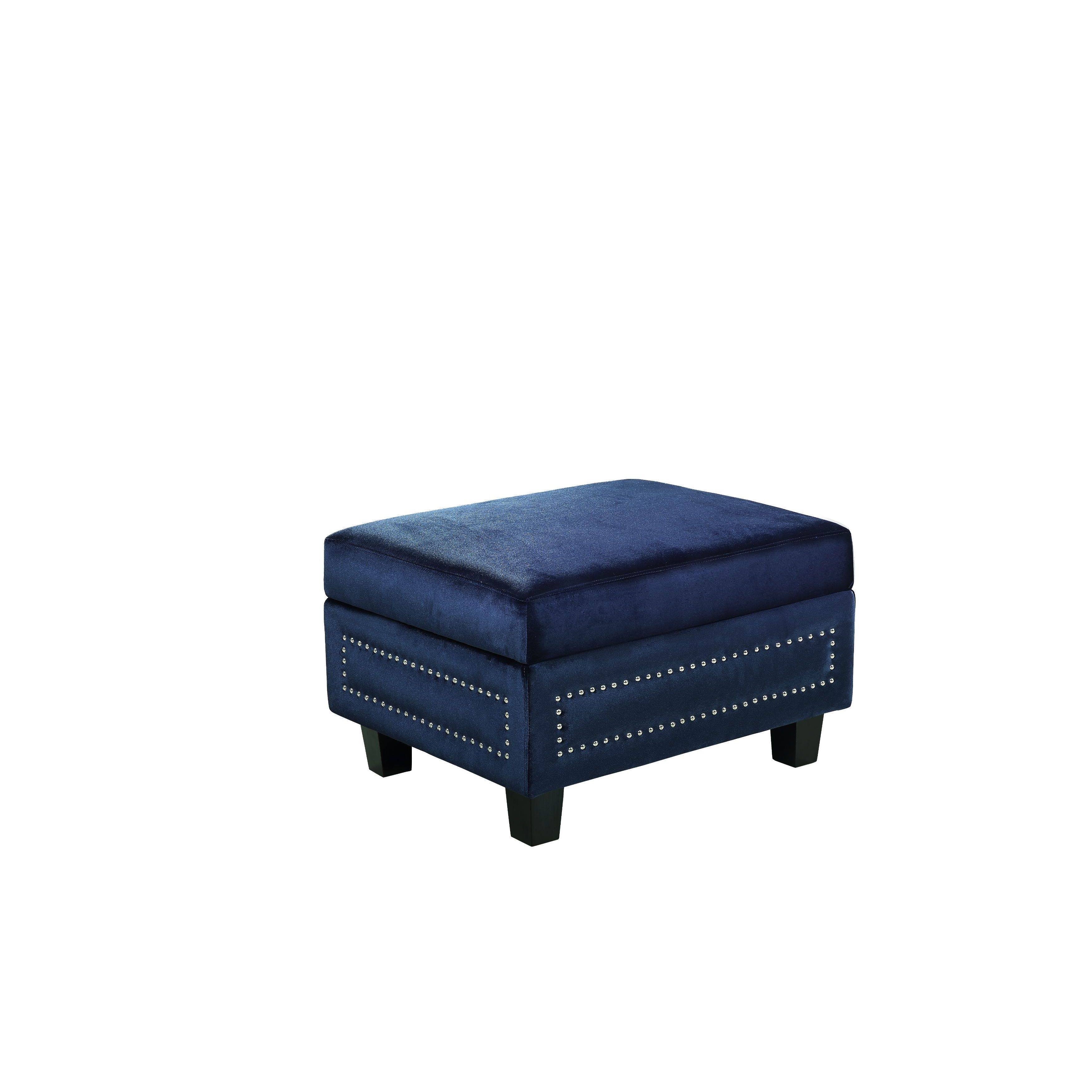 Meridian Furniture Ferrara Navy Velvet Storage Ottoman