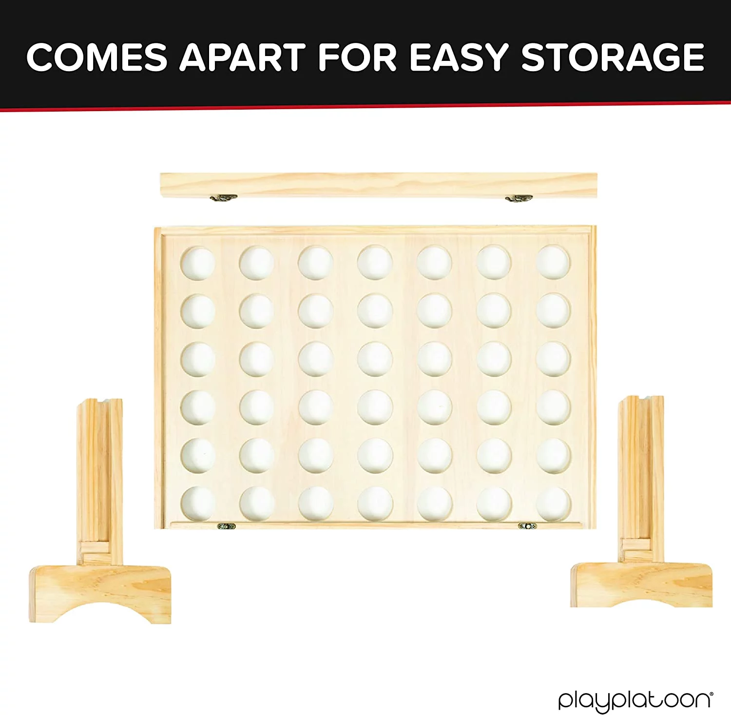 Giant Wooden 4 in a Row Game - Drop Four Connect Board Game Outdoor Game with Coins, Case and Rules
