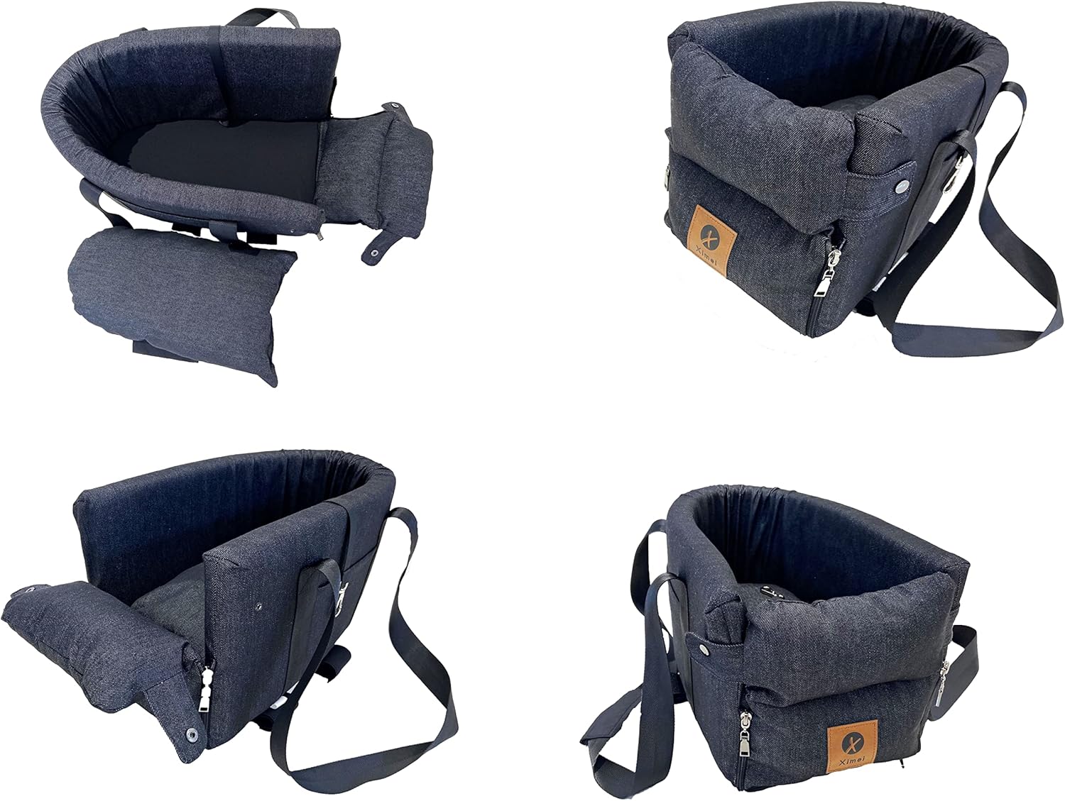 Ximei Dog Booster Car Seat ON Car Armrest Center Console Dog Pet Booster Car Seat Dog Cat Travel Seat Puppy Console for SUV Secure Safety Seat Perfect for Small Dogs Cats (Black and White)