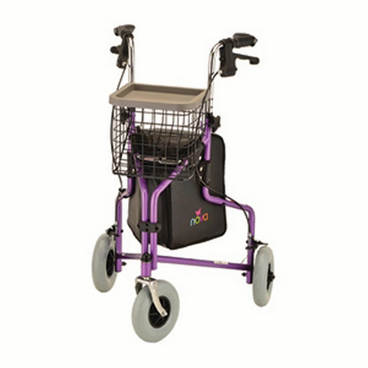 Rollator Nova Traveler 3 Wheel Steel Rolling Walker Weight Capacity 250 lbs (Purple) - Curated Treasures Market