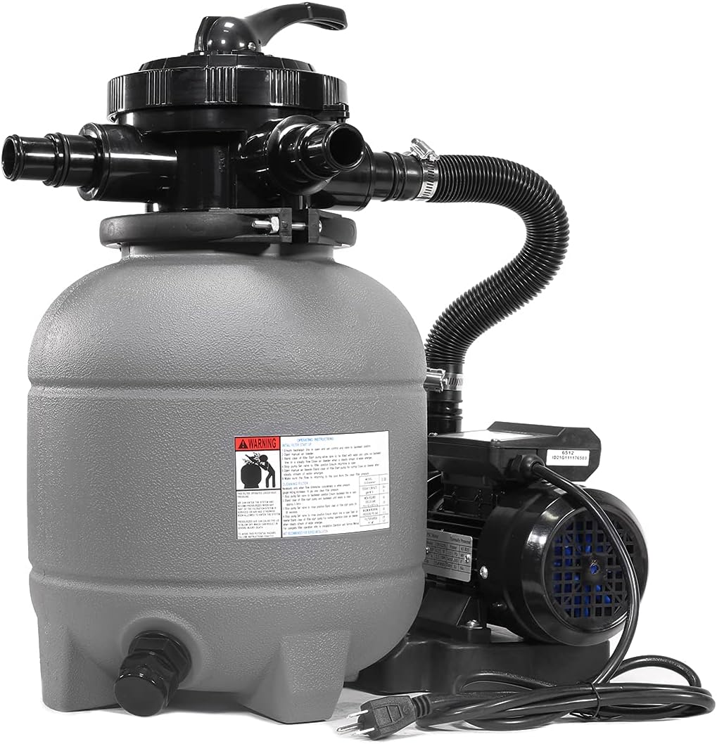 XtremepowerUS 12" Sand Filter Above Ground Pools Sand Filter Pump 7-Way Pool Pump 10,000GAL Filter Media Set