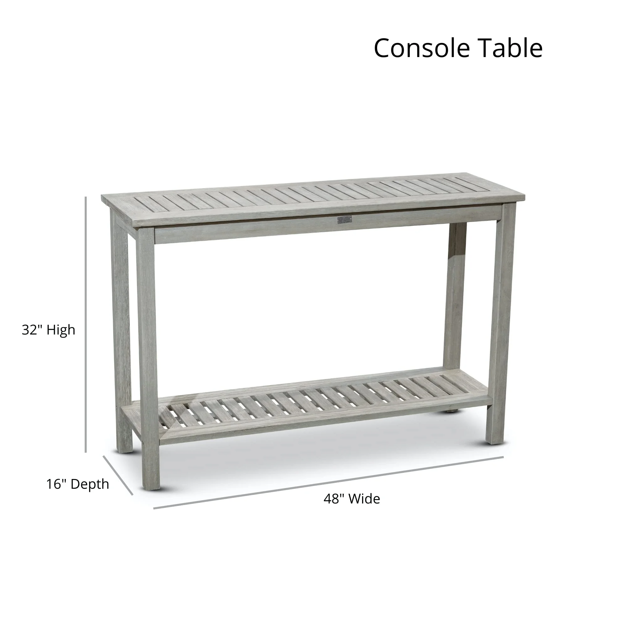 DTY Outdoor Living Longs Peak Eucalyptus Console Table, Silver Gray