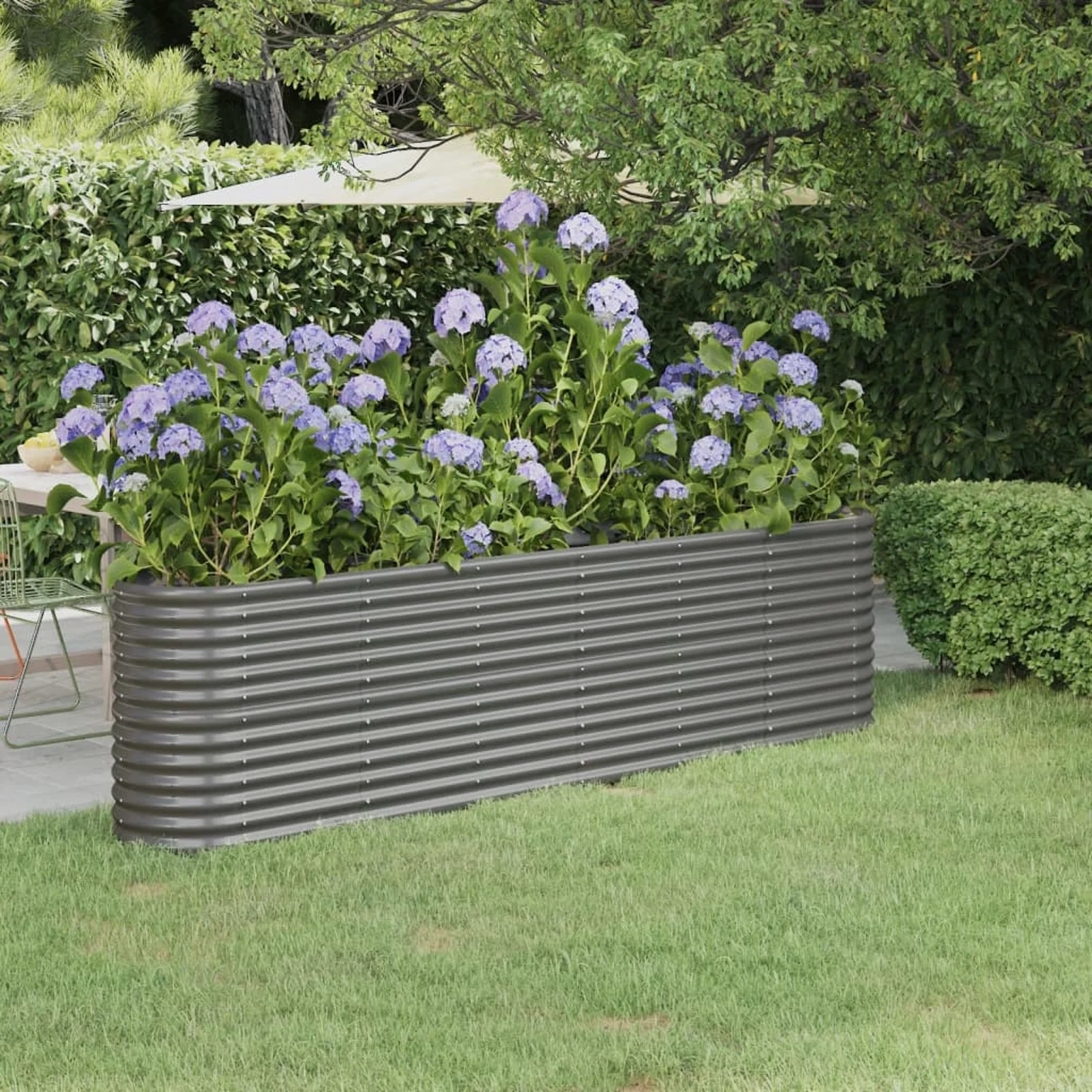 Gecheer Garden Raised Bed Powder-coated Steel 102.4"x15.7"x26.8" Gray