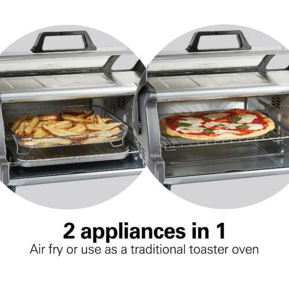 Air Fryer Toaster Oven with Easy Reach Door, 6 Slice Capacity, Stainless Steel