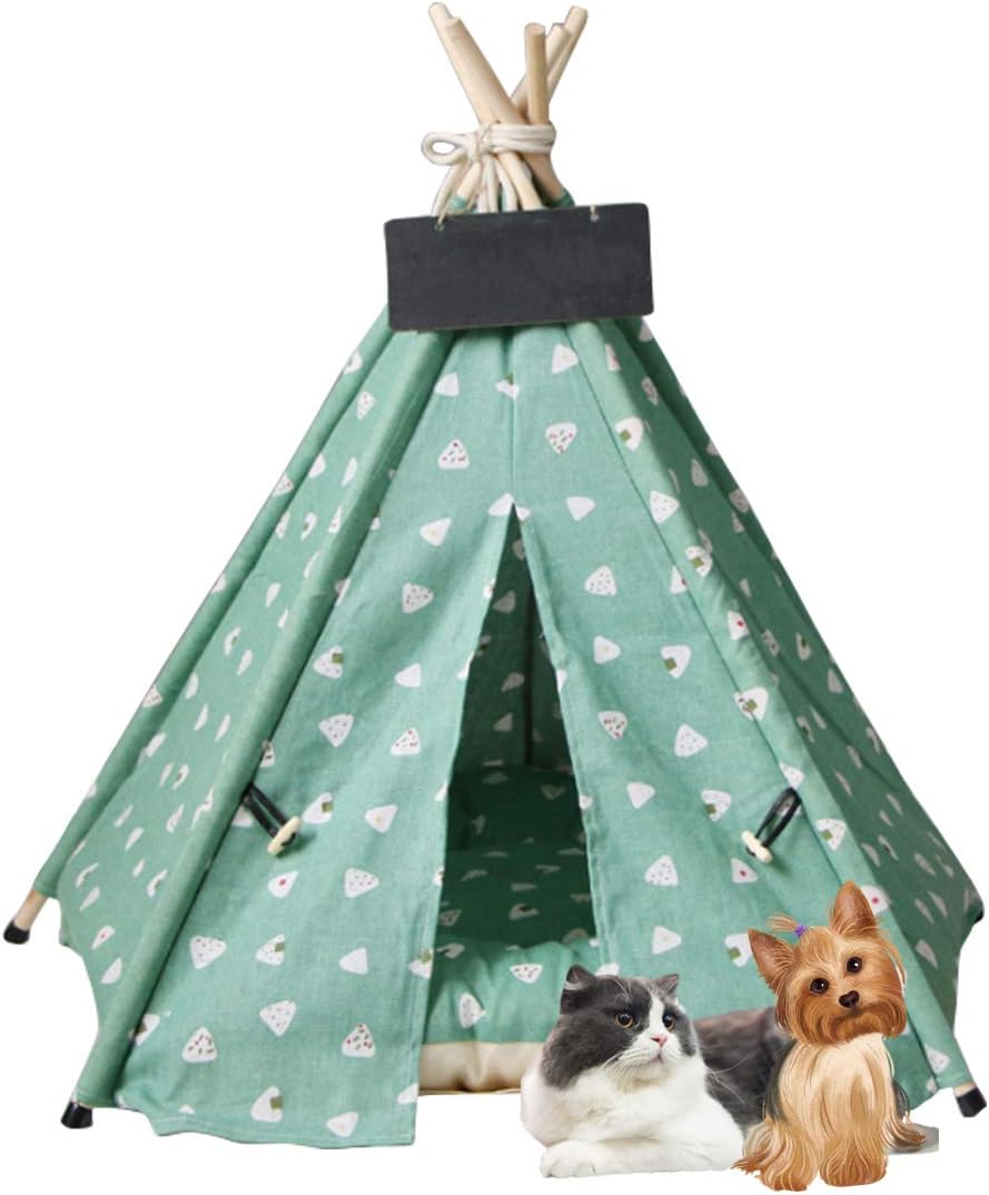 JOUDOO Pet Teepee Tent for Small Dogs or Cats Portable Puppy Sweet Bed Washable Dog or Cat Houses with Cushion