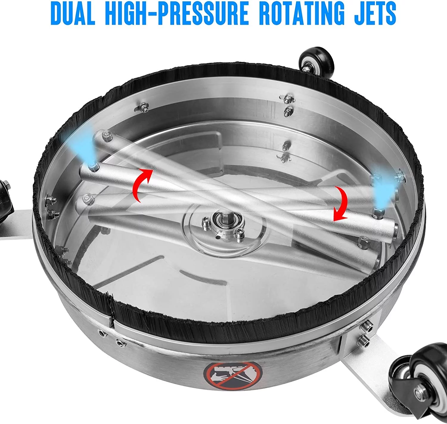 Twinkle Star 15" Pressure Washer Surface Cleaner with 3 Wheels, Stainless Steel Housing & 1/4" Quick Connector, Power Washer Attachment with 2 Extension Wand, 2 Replacement Nozzles, 4000 PSI