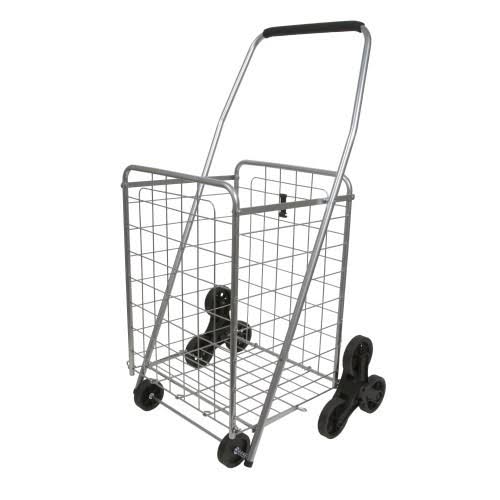 Helping Hand Stair Climber Folding Shopping Cart with Wheels and Handle, Silver, Size: 40.25&x21.2&, Grey