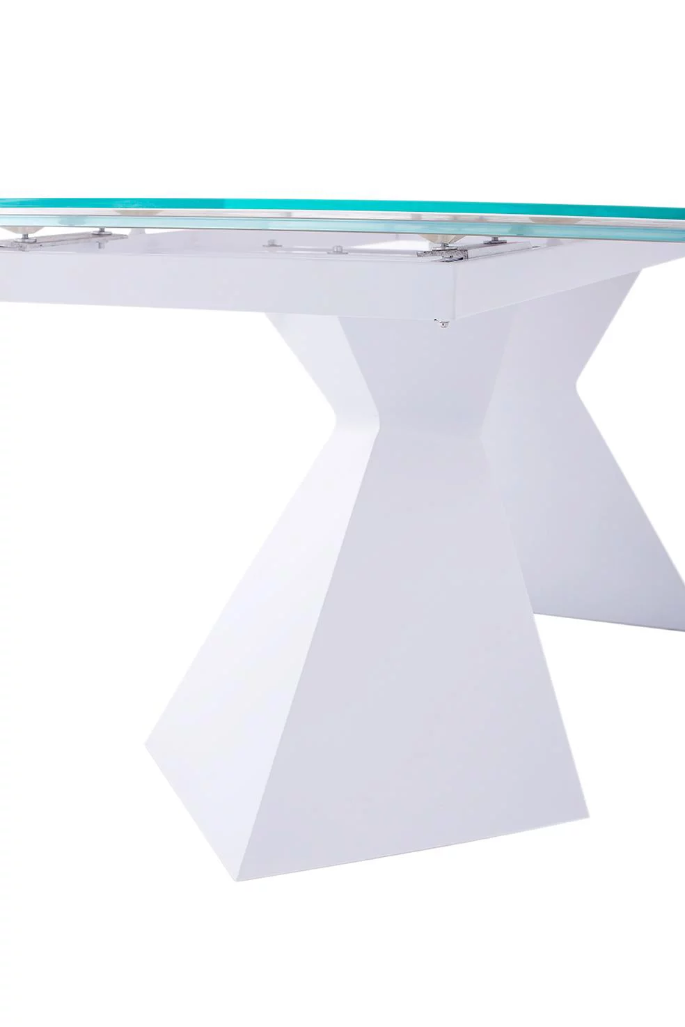 White Extendable Glass Dining Table Contemporary Modern Made In Italy ESF 992 DT