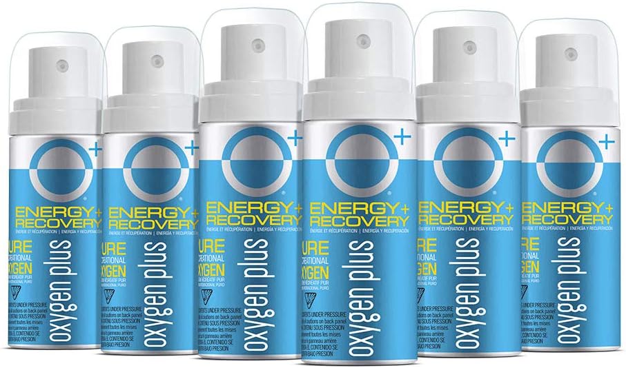 Oxygen Plus – O+ Mini 6 Pack | Portable Oxygen Can | 99.5% Pure O2 | Natural Wellness Supplement to Boost Energy & Recovery | 5+ Uses Per 1.55 Liter Cans Pack of 2