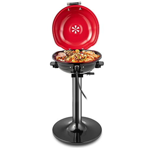 HAPPYGRILL 1600W Portable Electric Grill, Outdoor BBQ Grill for 15-Serving, Electric Barbecue Grill for Indoor & Outdoor, Portable Stand BBQ Grill for Patio Balcony Kitchen Garden
