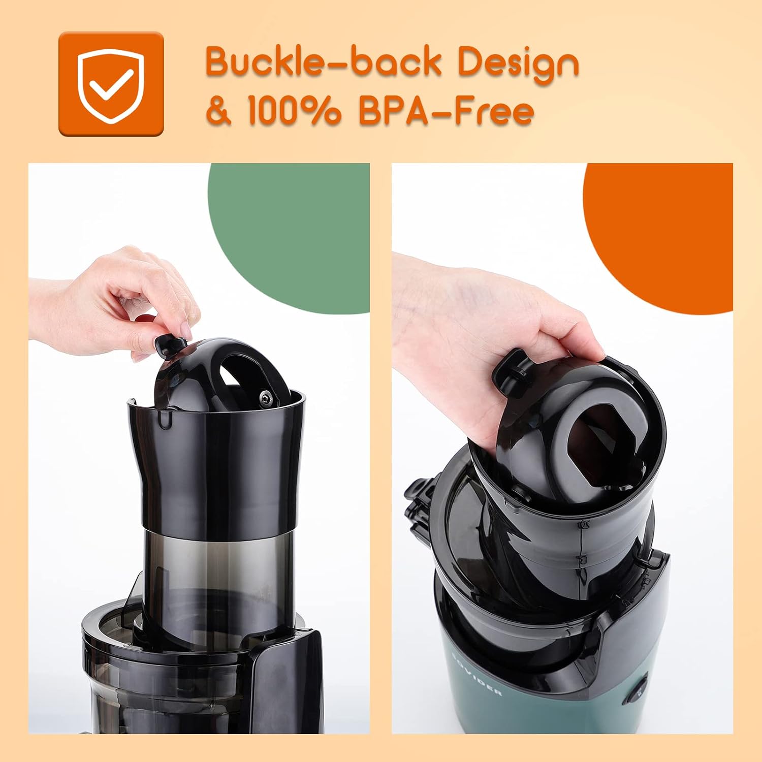 Cold Press Juicer Machines- Compact Slow Masticating Juicer,Up to 92% Juice Yield 3.1" Wide Chute for High Nutrient Fruits Vegetables Easy Clean with Brush Pulp Measuring Cup Reverse