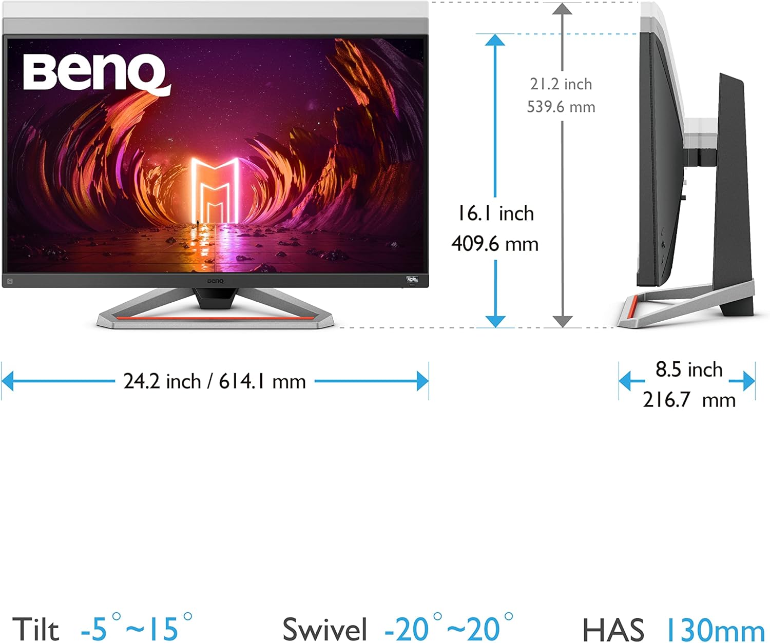 BenQ MOBIUZ EX3210U 32” 4K True HDMI 2.1 144Hz White Gaming Monitor, UHD (3840 x 2160), IPS, 1ms, FreeSync, HDR, Eye Care, Display Port, USB 3.0, Remote Control, Microphone with AI Noise Canceling